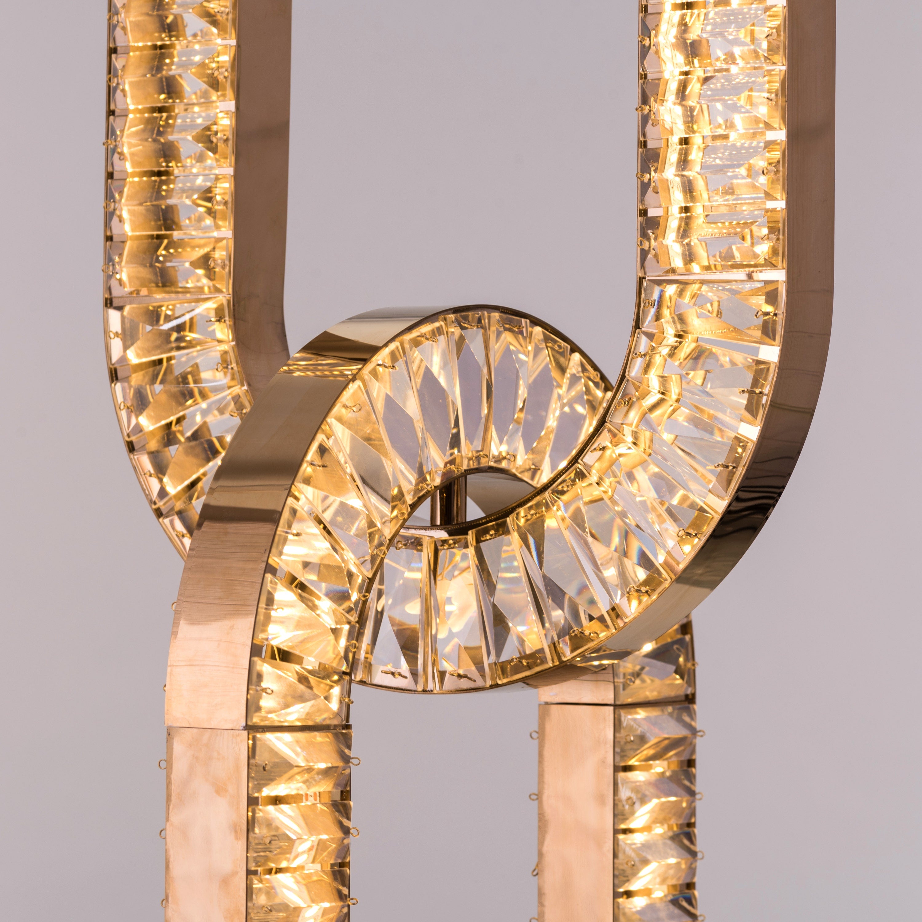 Welcome To Beverly Hills (Small, Gold, 3 Colour Dimmable LED With Remote Control) Crystal Chandelier