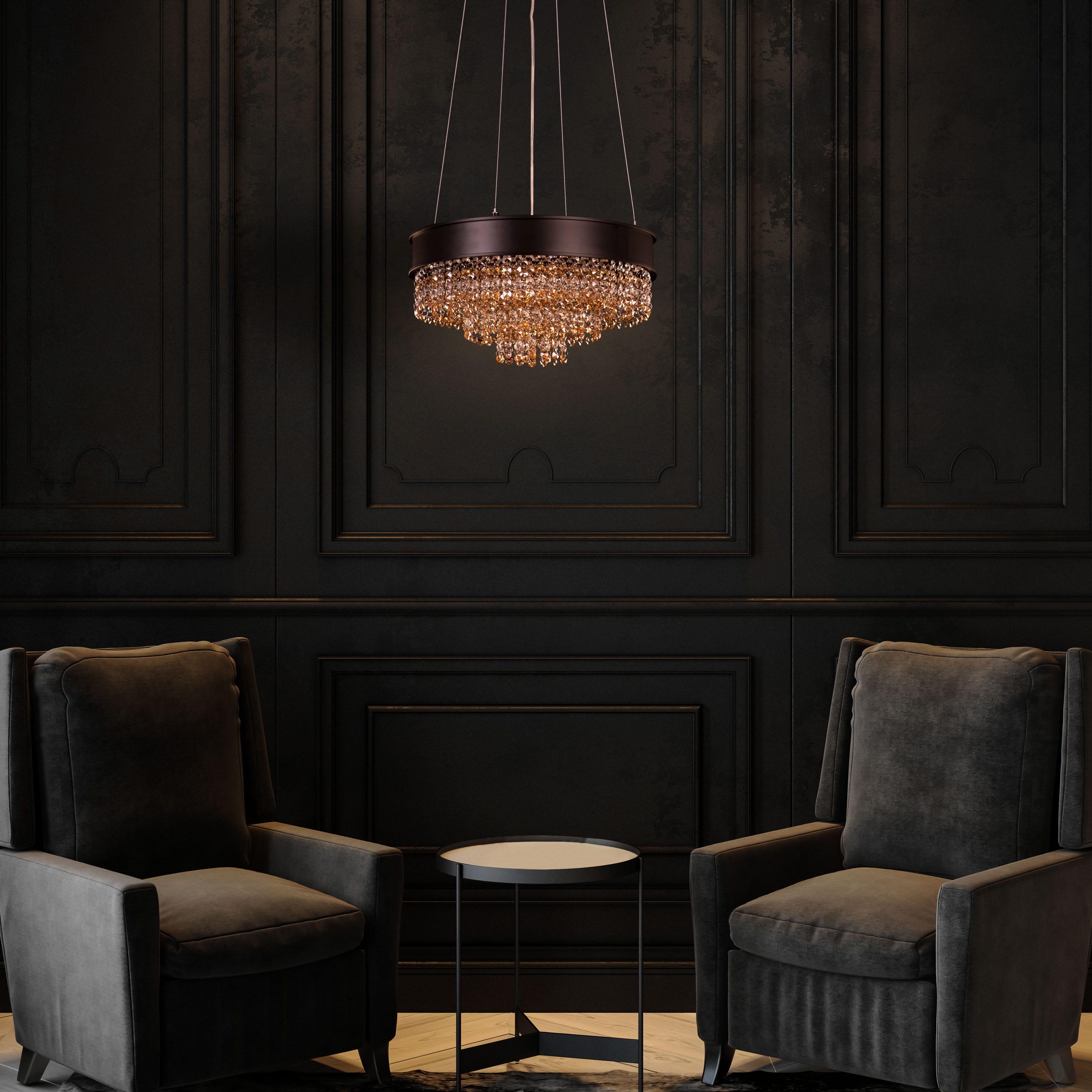 Black Tie (Small, Gold) Crystal Chandelier