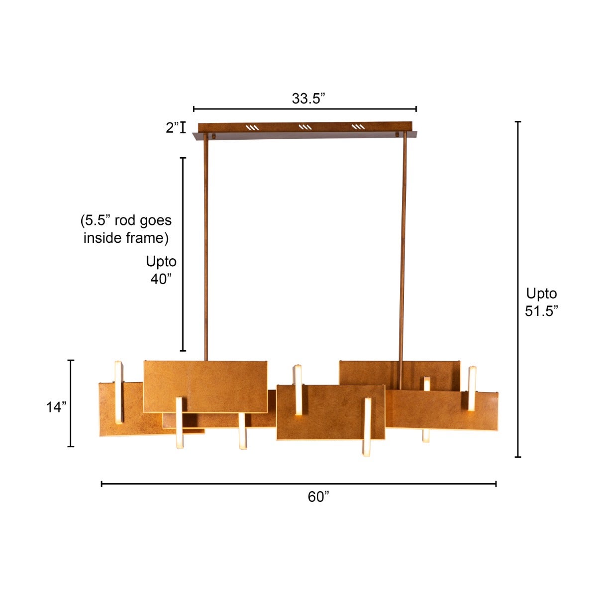 Fires Of Heaven (Large, Grunge Gold, 3 Color Dimmable LED with Remote Control) Chandelier