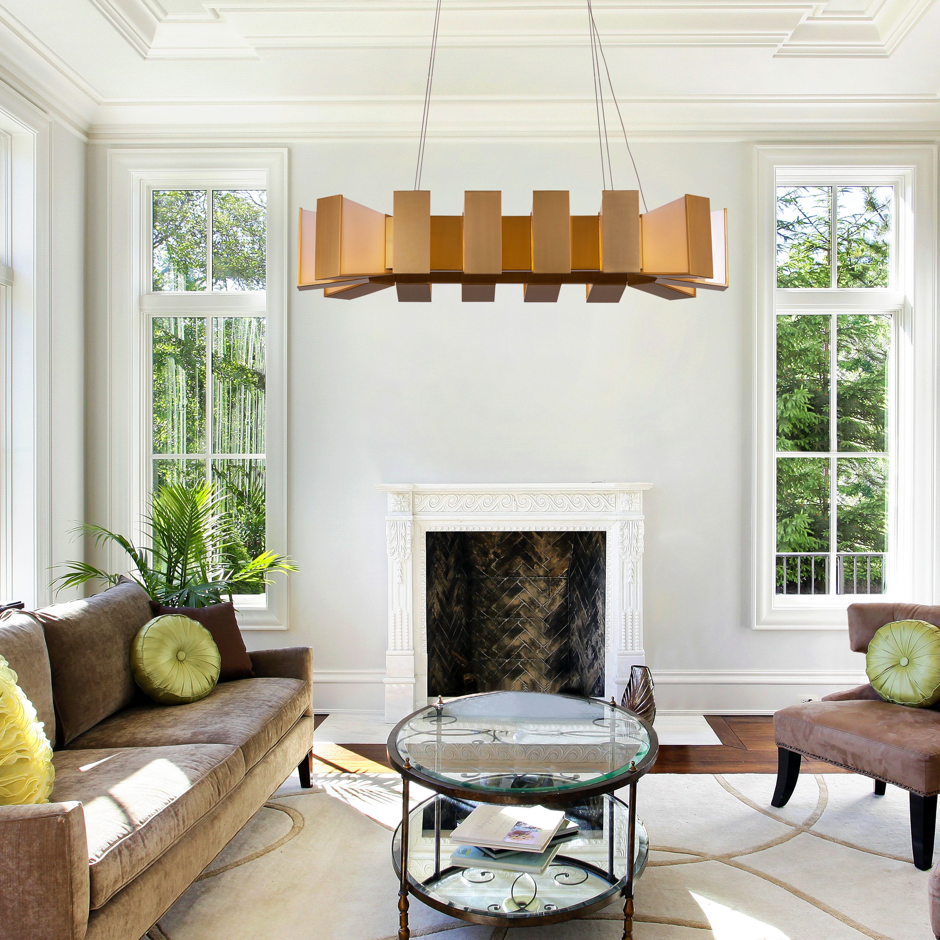 Daydreamer (Large, Oval, Gold, 3 Color Dimmable LED with Remote Control) Chandelier