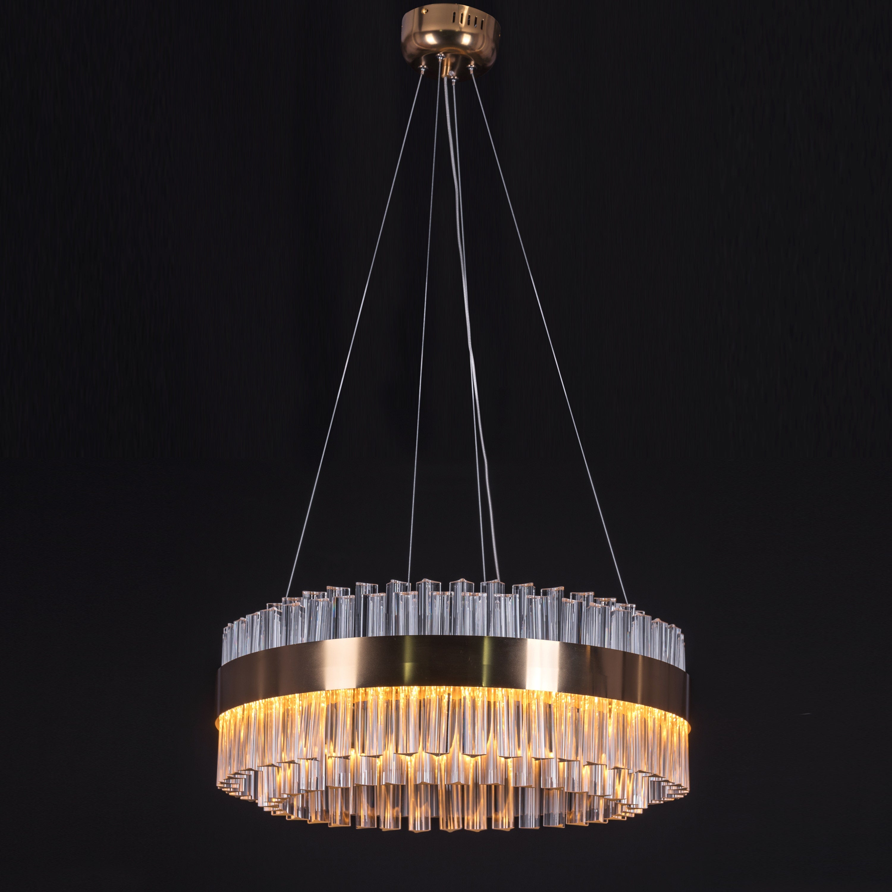Lighting Up Lisbon (Small, Gold, Dimmable LED With Remote Control) Crystal Chandelier