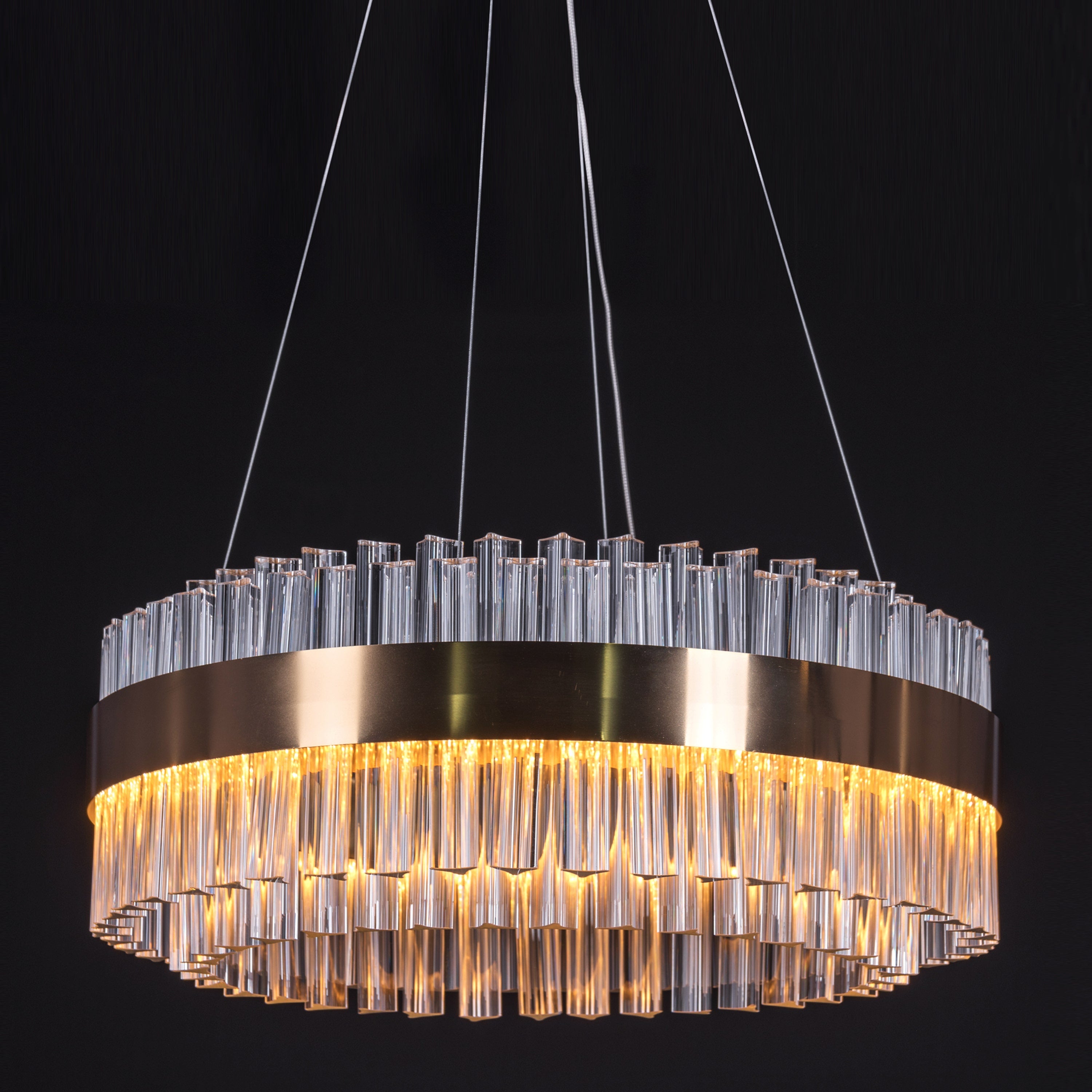Lighting Up Lisbon (Small, Gold, Dimmable LED With Remote Control) Crystal Chandelier