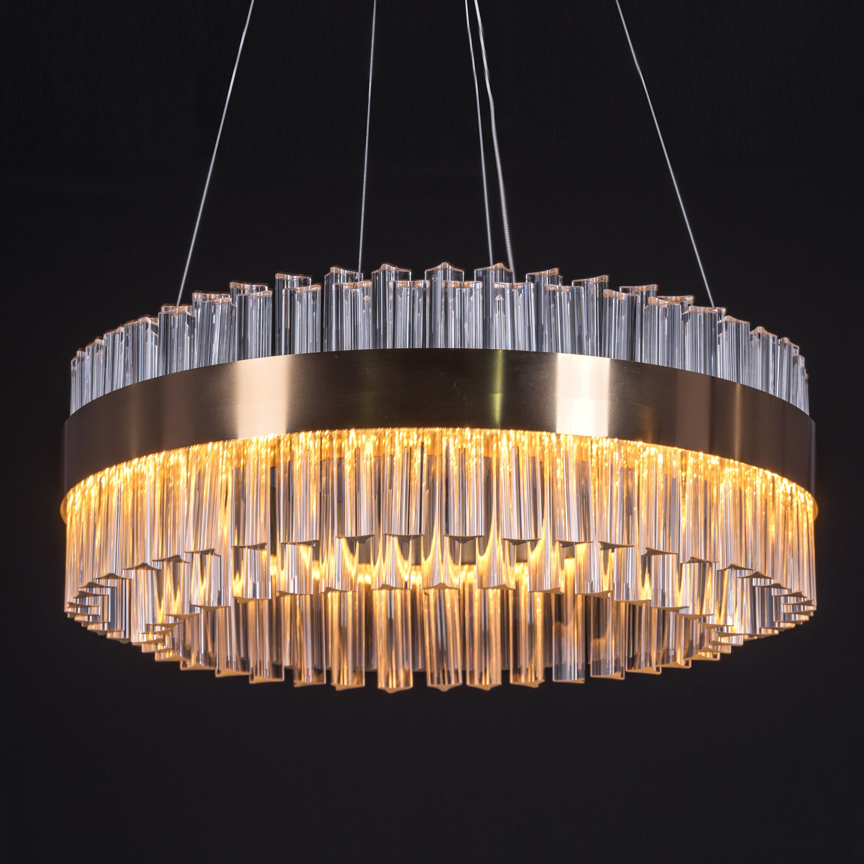 Lighting Up Lisbon (Small, Gold, Dimmable LED With Remote Control) Crystal Chandelier