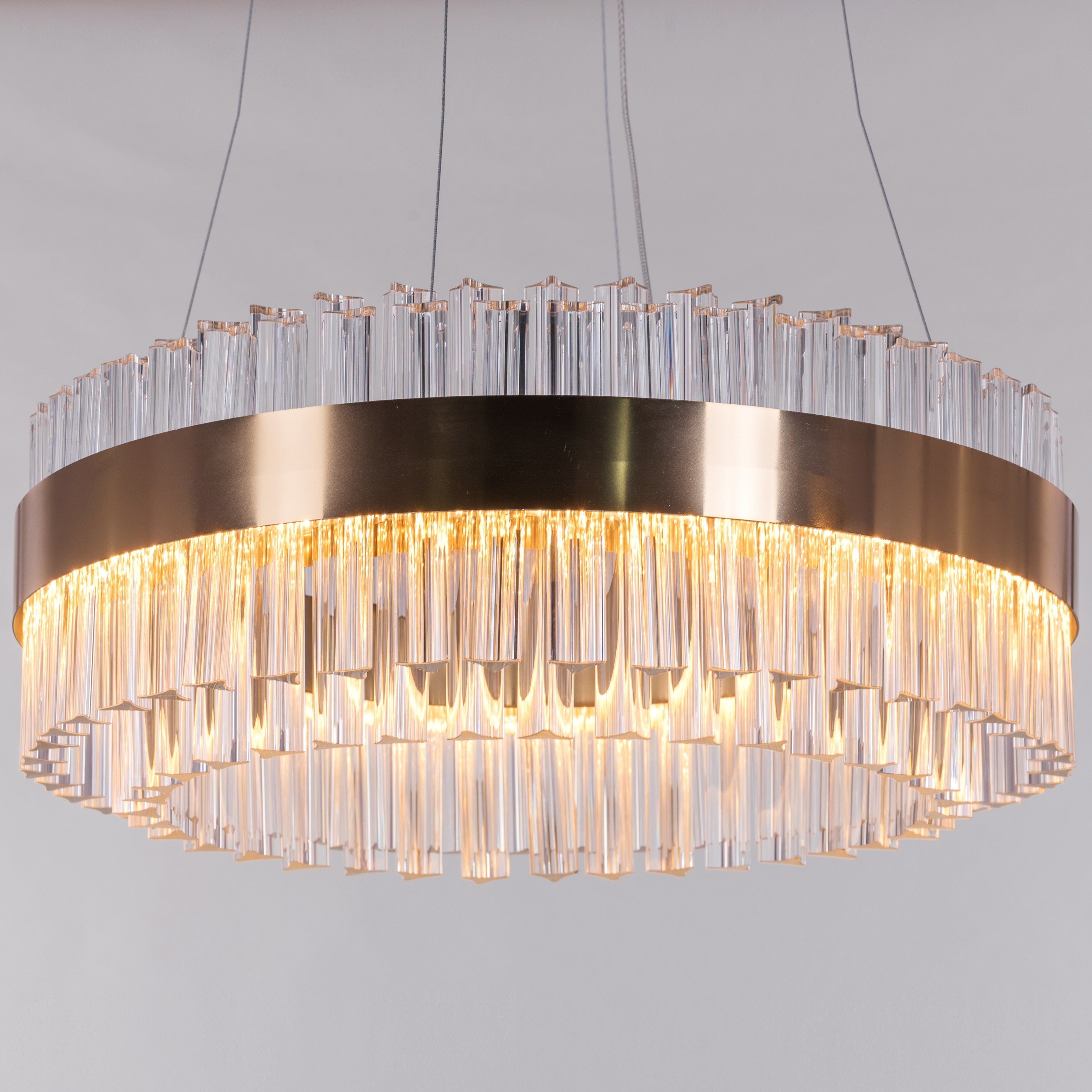 Lighting Up Lisbon (Small, Gold, Dimmable LED With Remote Control) Crystal Chandelier