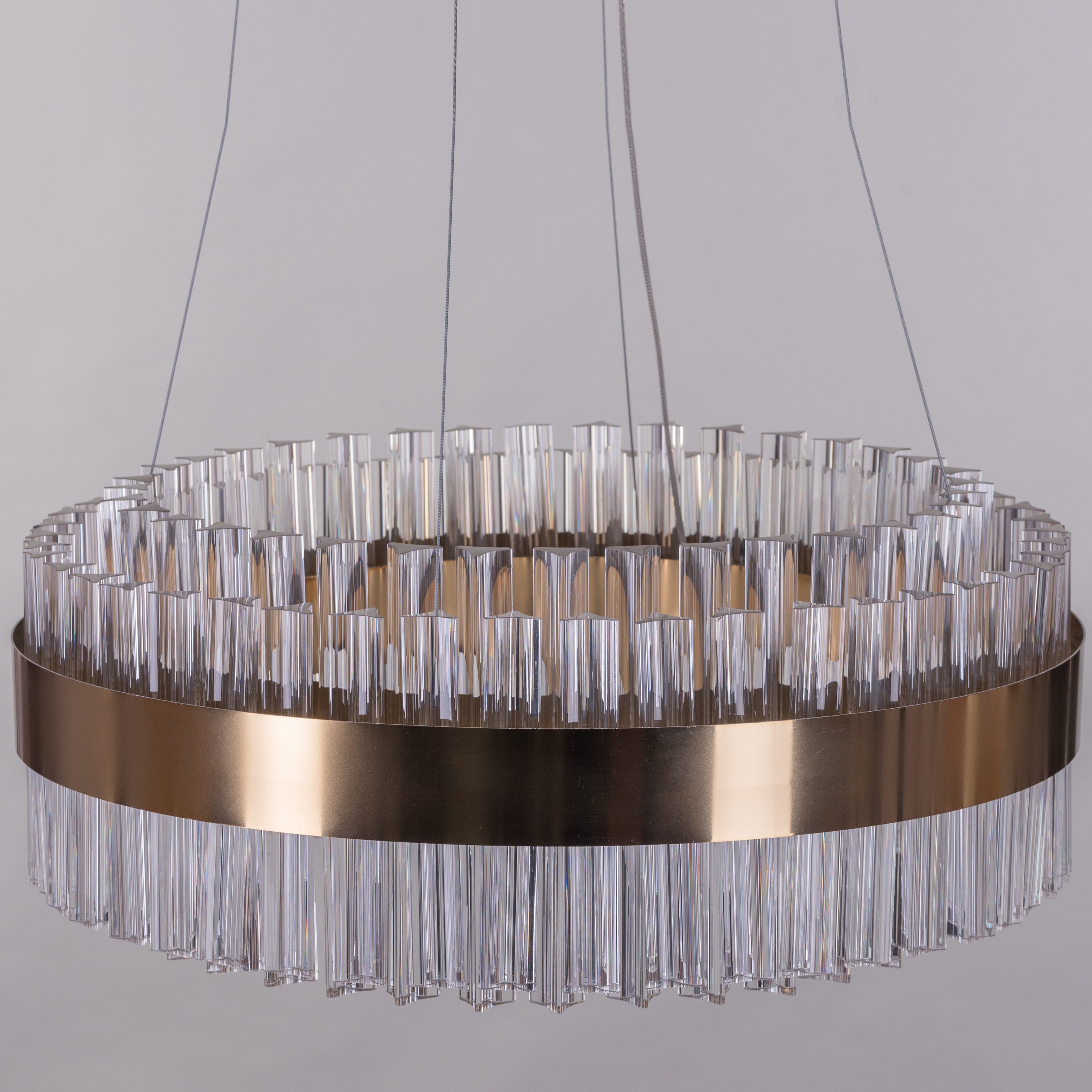 Lighting Up Lisbon (Small, Gold, Dimmable LED With Remote Control) Crystal Chandelier
