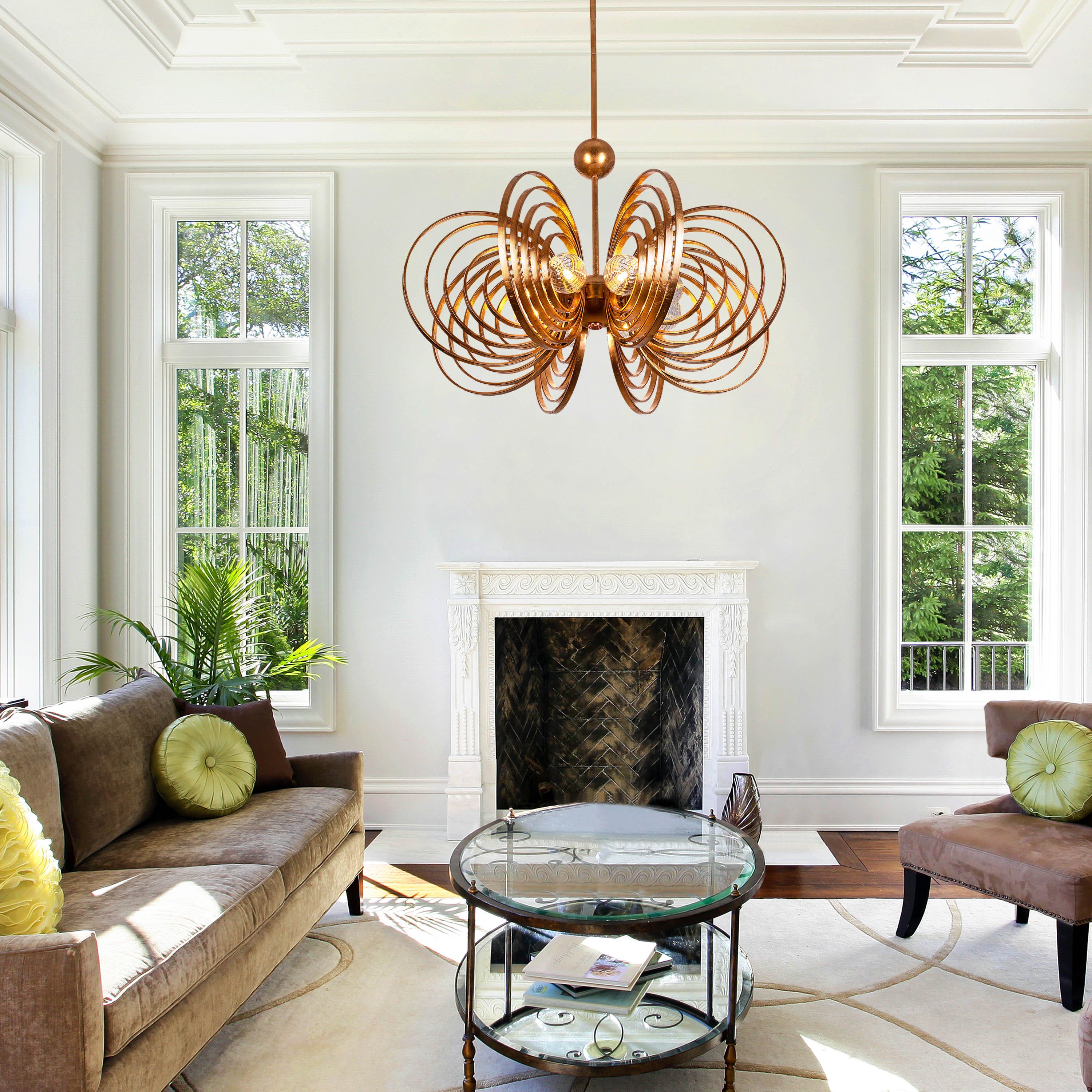 Time To Shine (Large, Antique Gold Foil Gilded) Chandelier