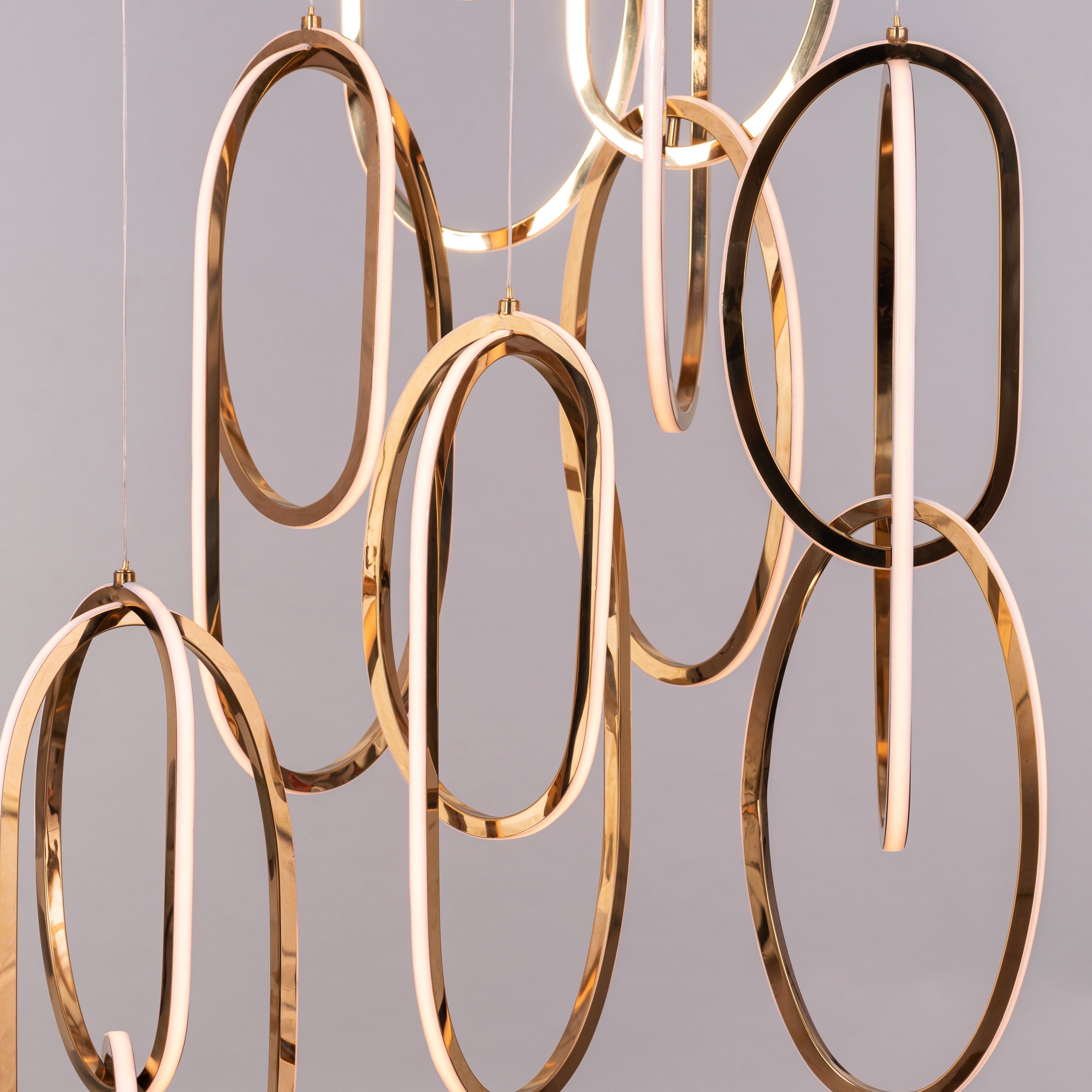 Front Row Seats (Large, Gold, 3 Color Dimmable LED with Remote Control) Double Height Chandelier