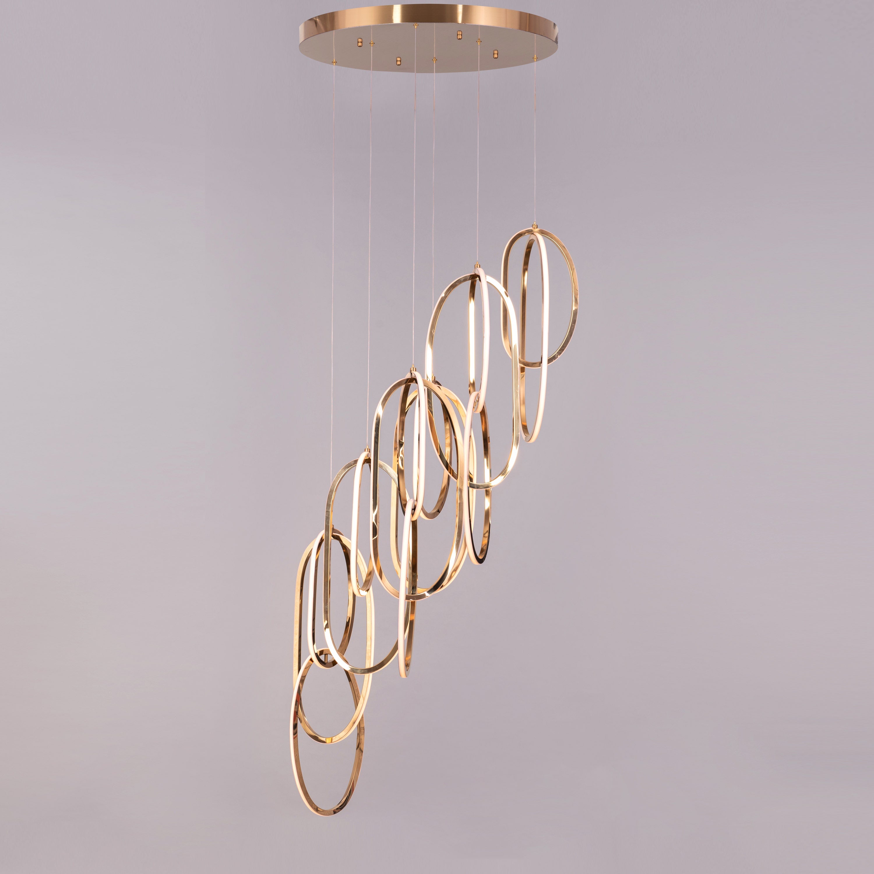 Front Row Seats (Large, Gold, 3 Color Dimmable LED with Remote Control) Double Height Chandelier