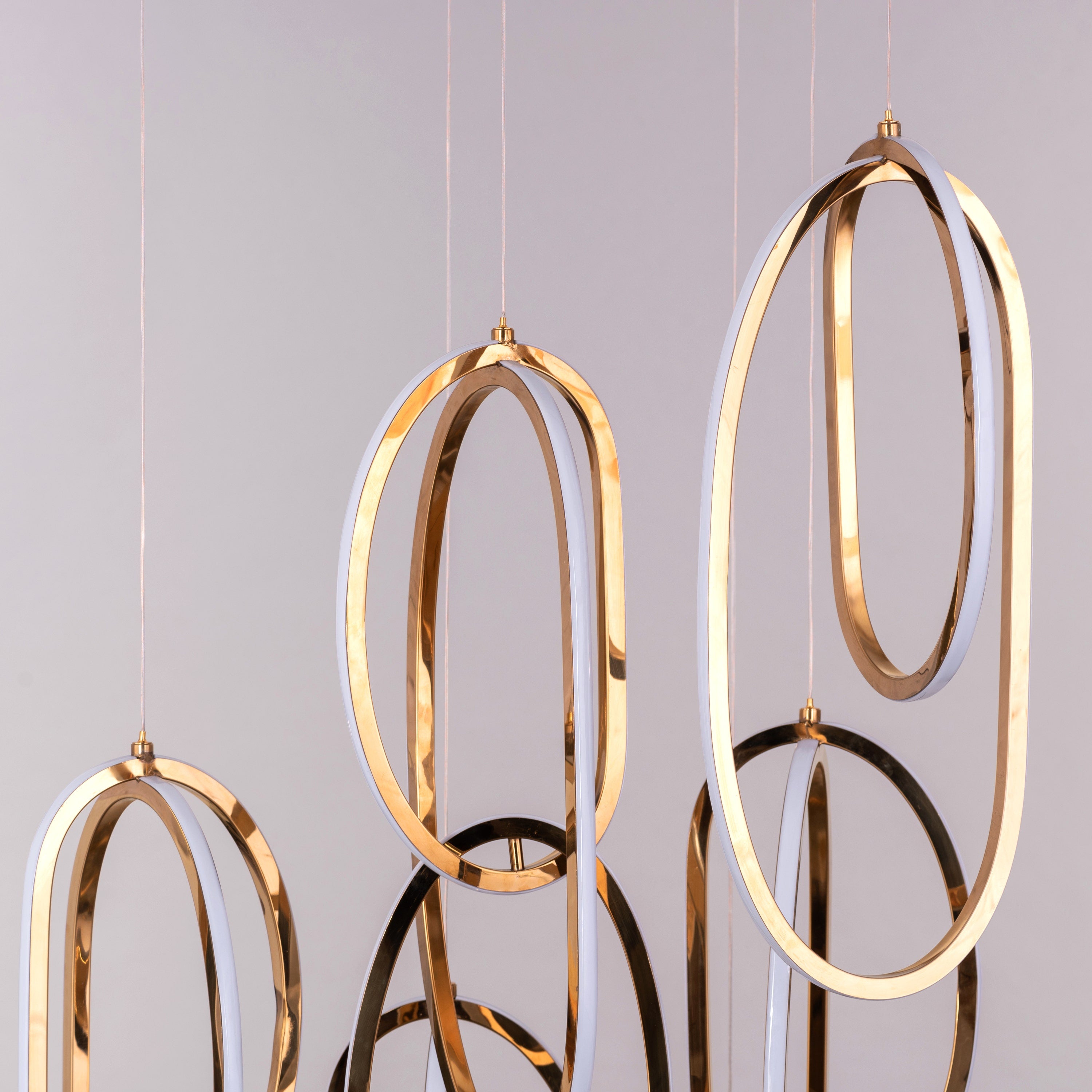 Front Row Seats (Large, Gold, 3 Color Dimmable LED with Remote Control) Double Height Chandelier