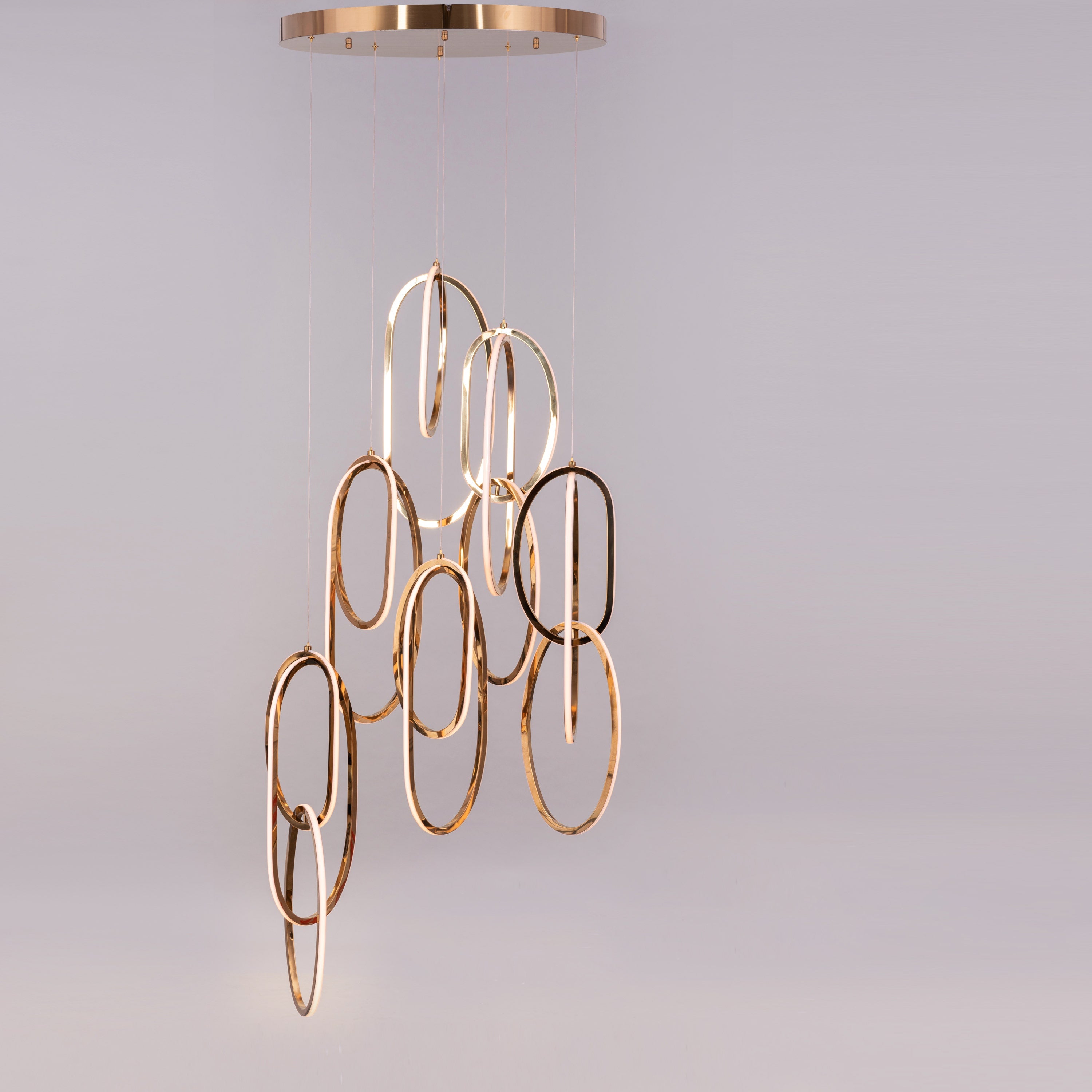 Front Row Seats (Large, Gold, 3 Color Dimmable LED with Remote Control) Double Height Chandelier