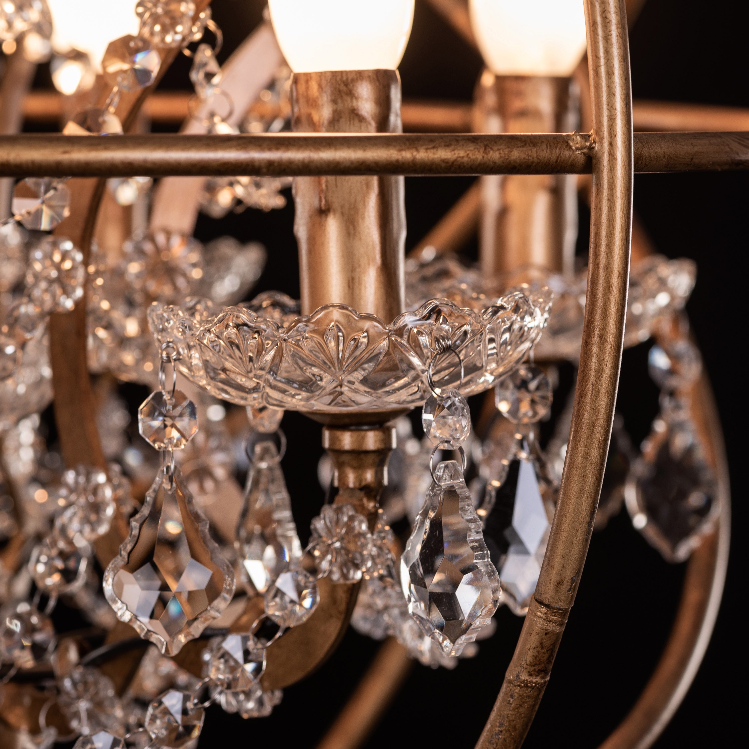 Moonlight Rendezvous (Small, Antique Gold) Crystal Chandelier