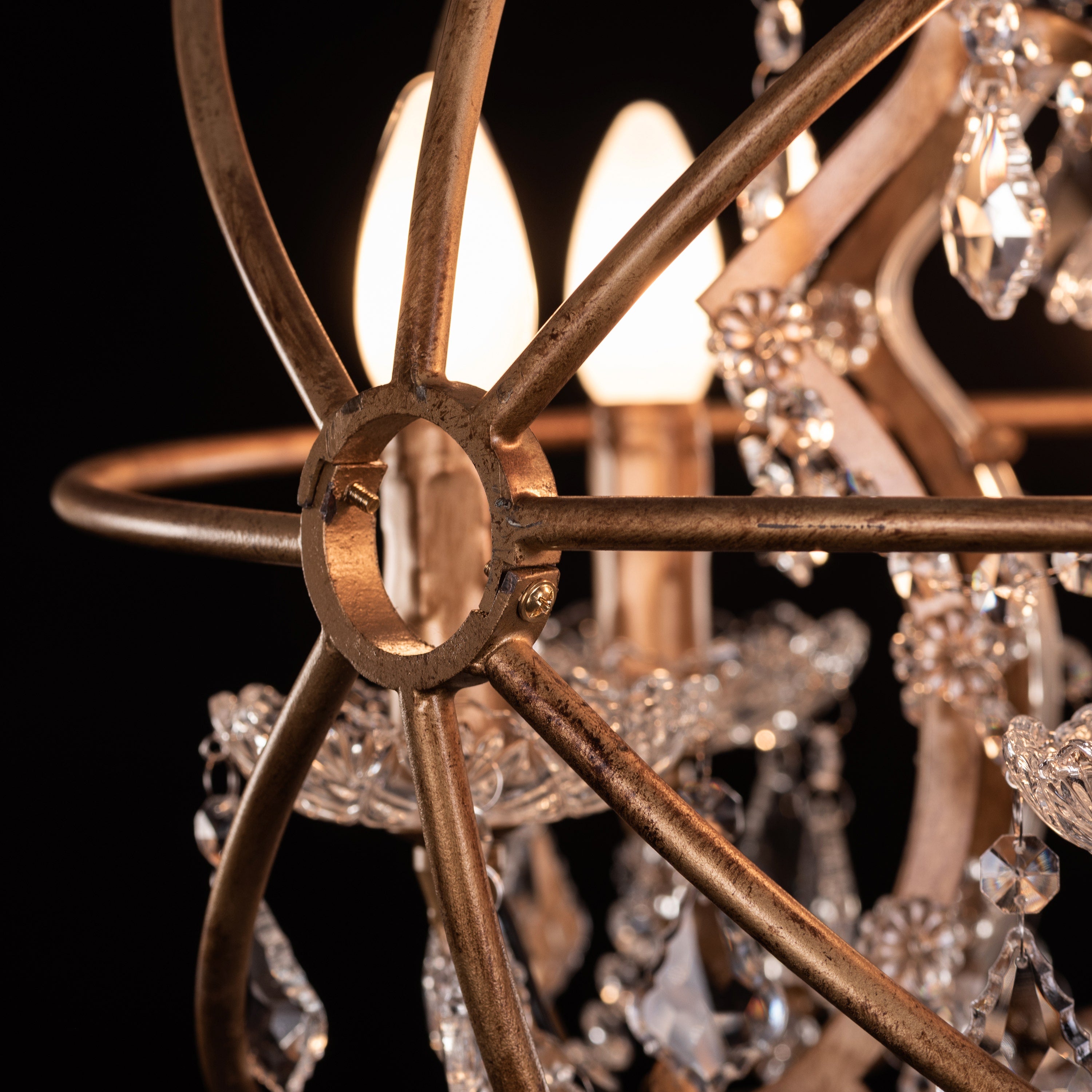 Moonlight Rendezvous (Small, Antique Gold) Crystal Chandelier