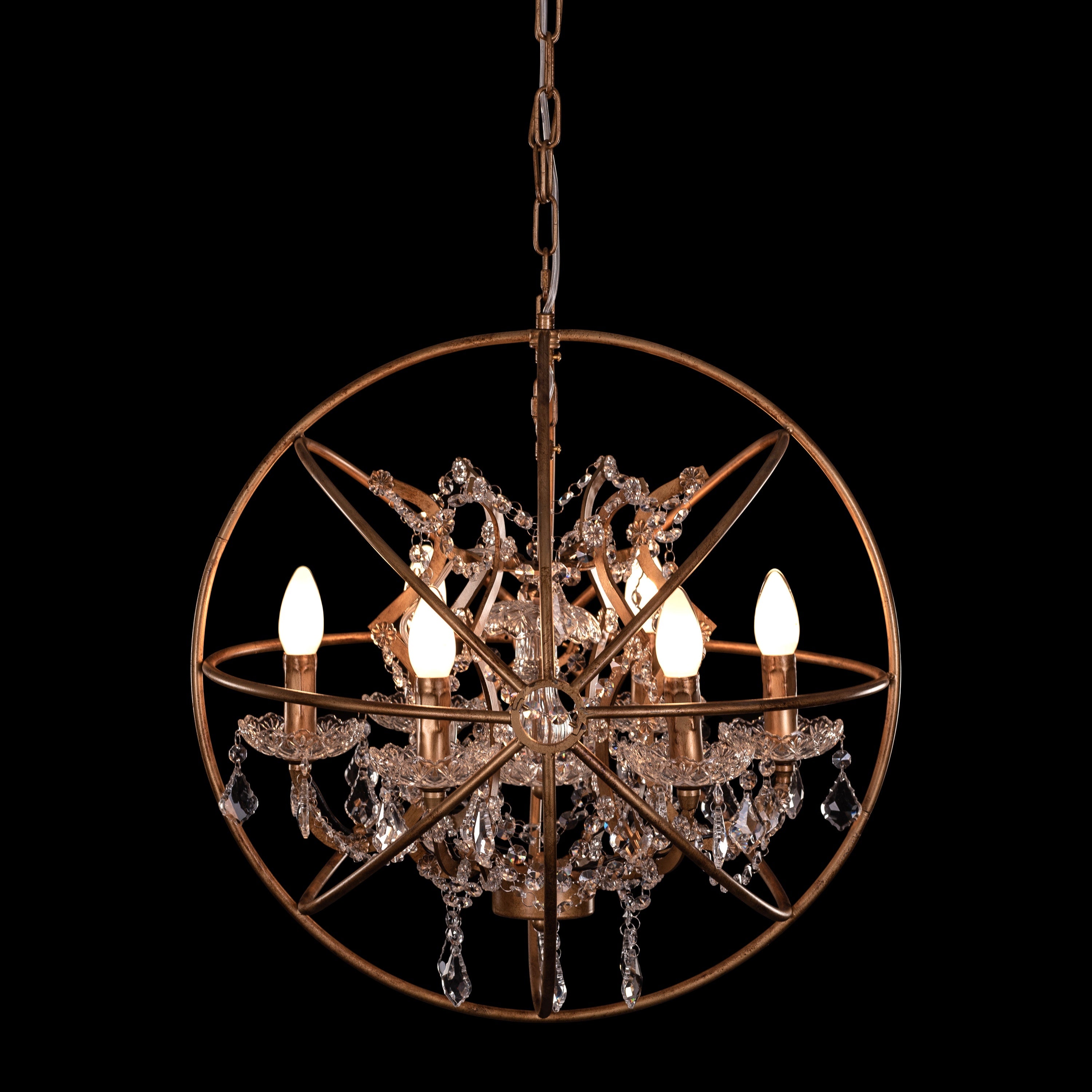 Moonlight Rendezvous (Small, Antique Gold) Crystal Chandelier