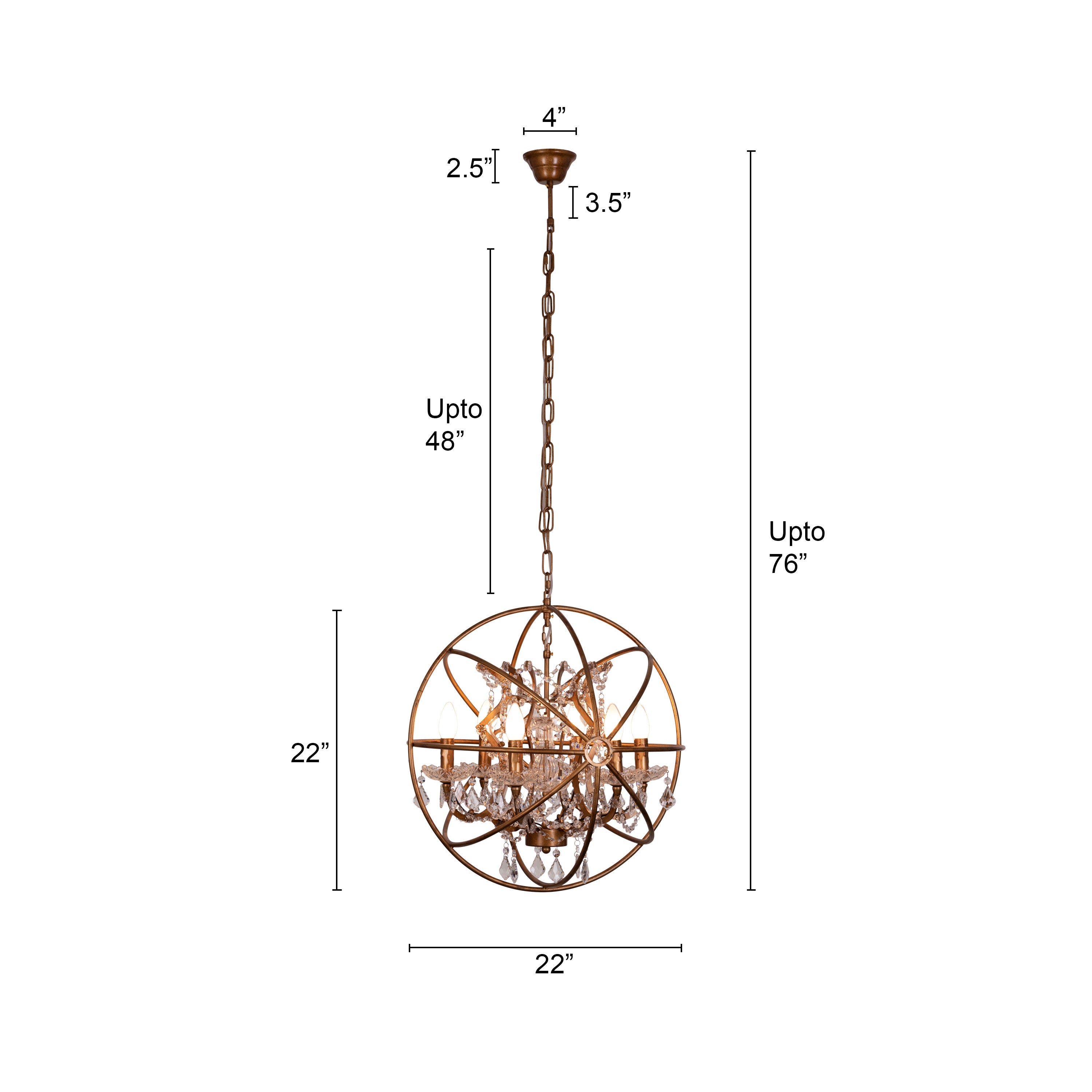 Moonlight Rendezvous (Small, Antique Gold) Crystal Chandelier
