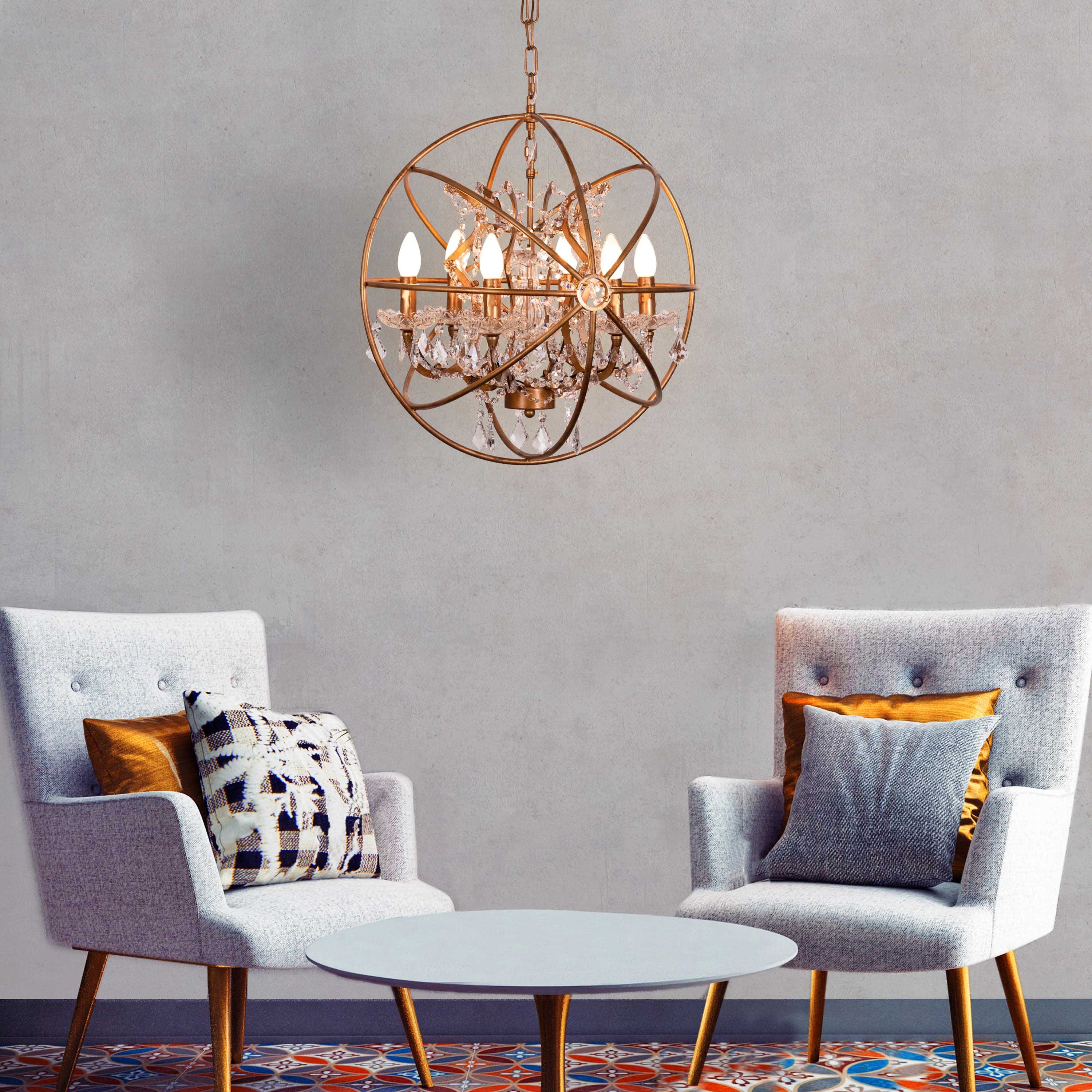 Moonlight Rendezvous (Small, Antique Gold) Crystal Chandelier