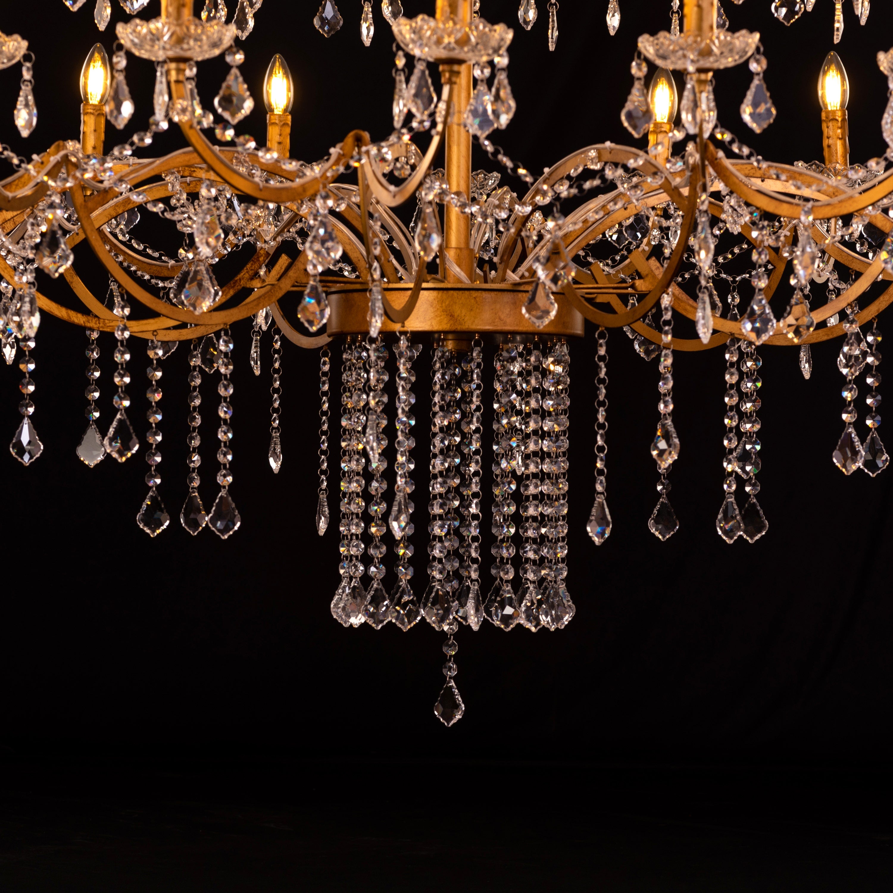 Victorian Masterpiece (Large, Antique Gold) Crystal Double Height Chandelier