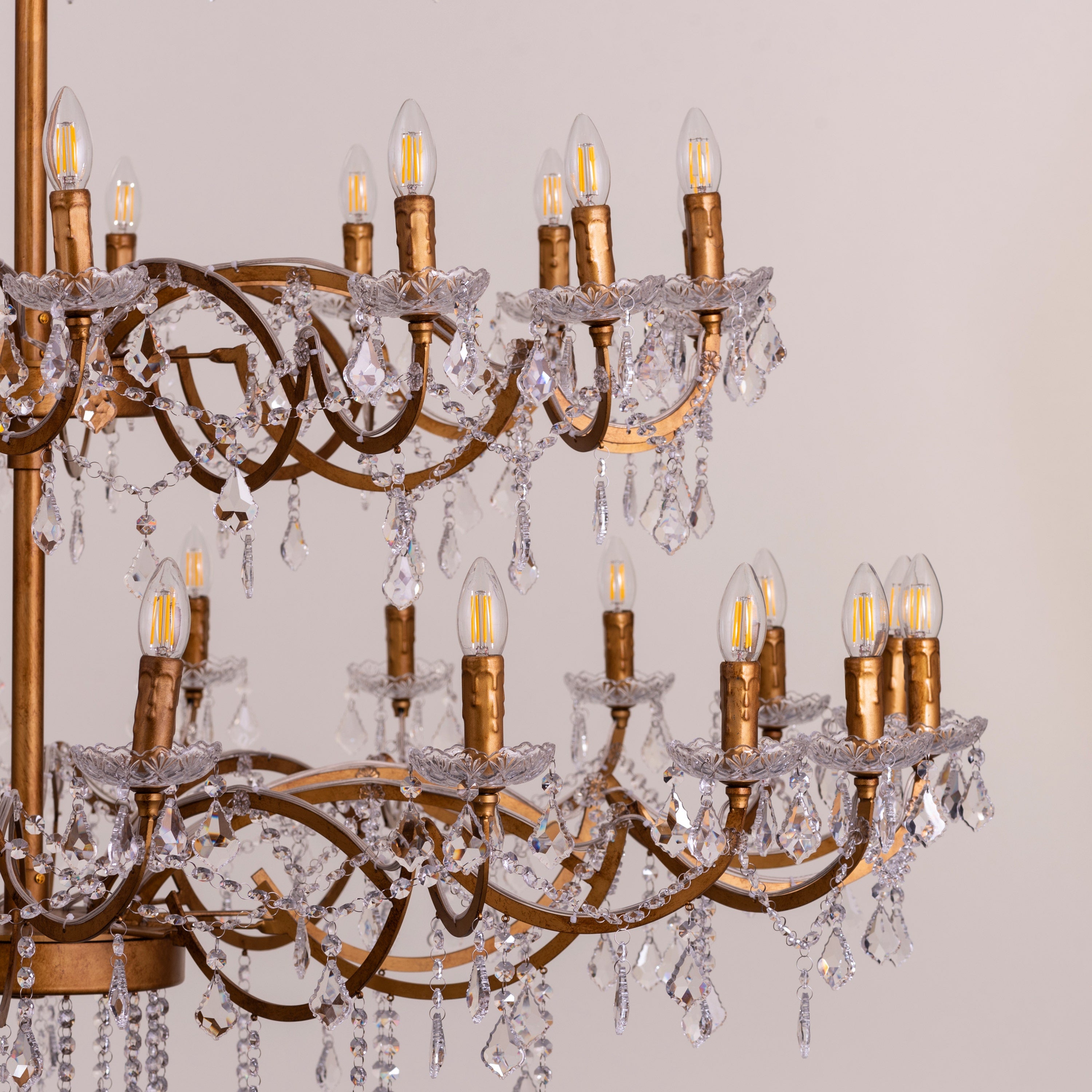Victorian Masterpiece (Large, Antique Gold) Crystal Double Height Chandelier