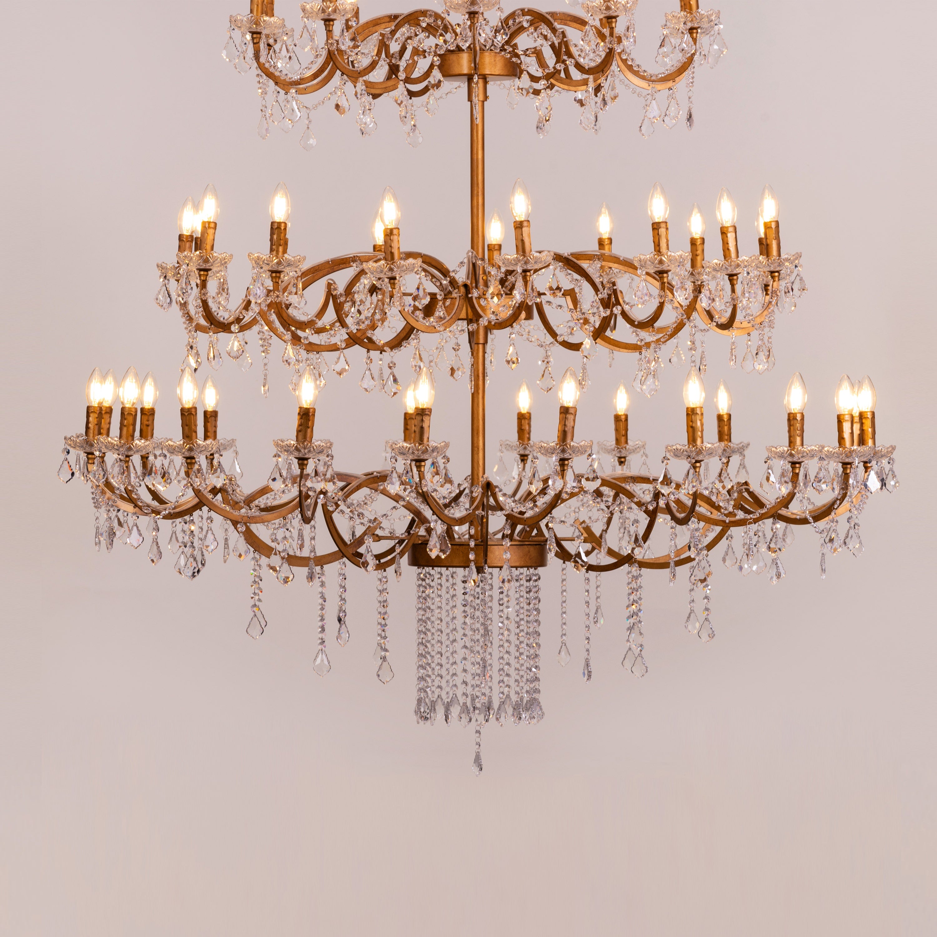Victorian Masterpiece (Large, Antique Gold) Crystal Double Height Chandelier
