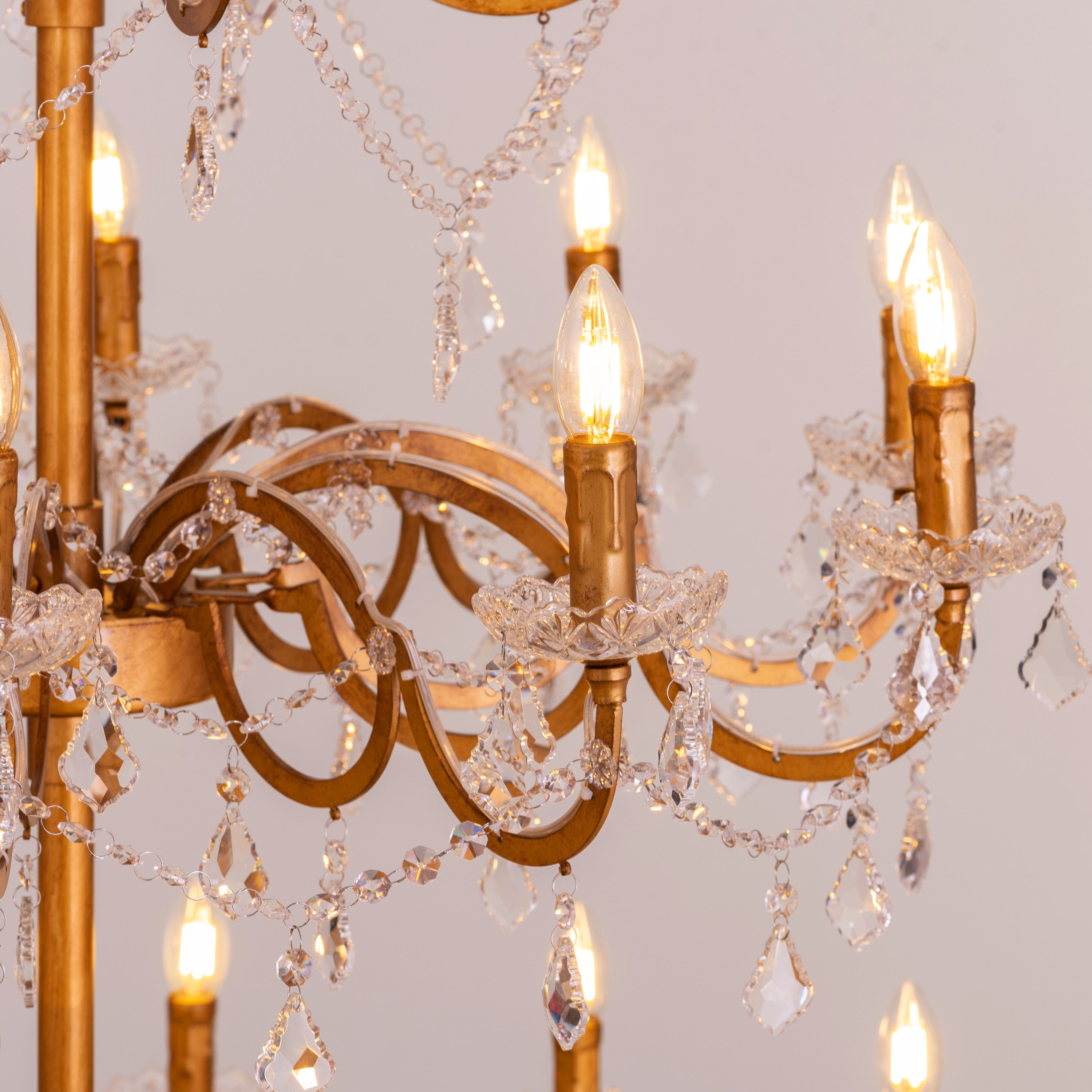 Victorian Masterpiece (Large, Antique Gold) Crystal Double Height Chandelier