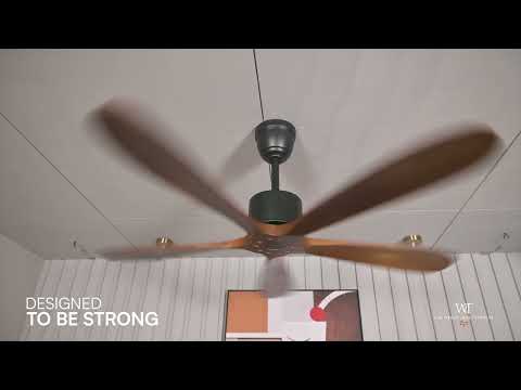 Bellagio (132 cm Span, Black Finish Metal Body, Teak Wood Finish Solid Wooden Blades) Ceiling Fan
