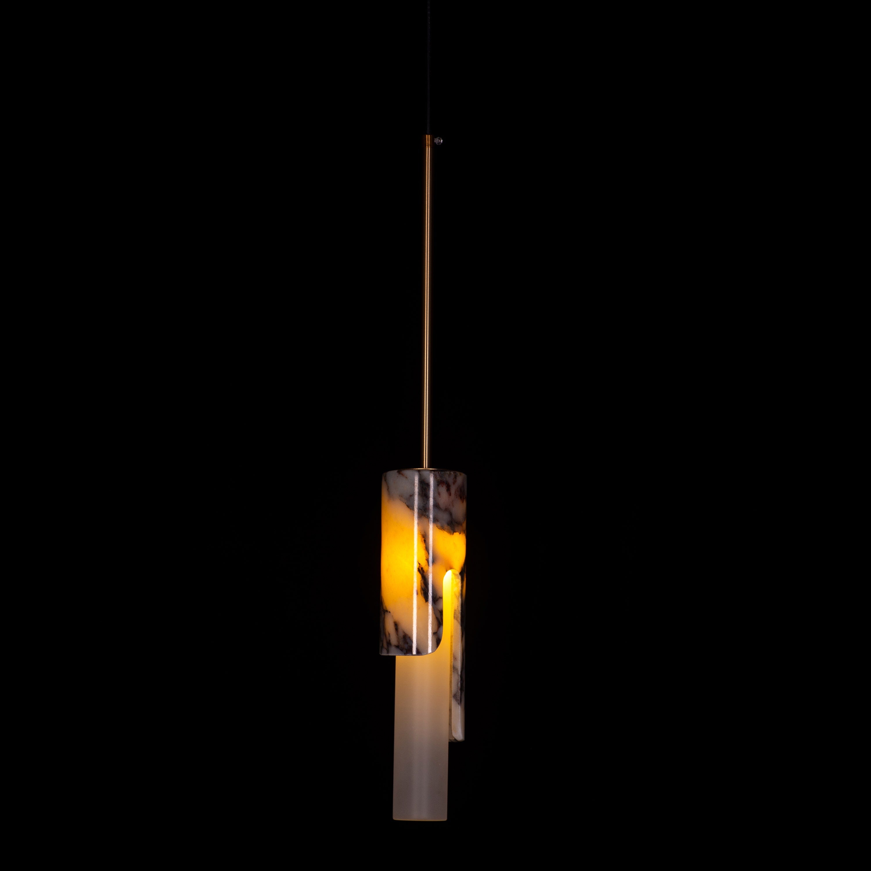Veil Of Smoke (Gold, Black, White) Marble Pendant Light