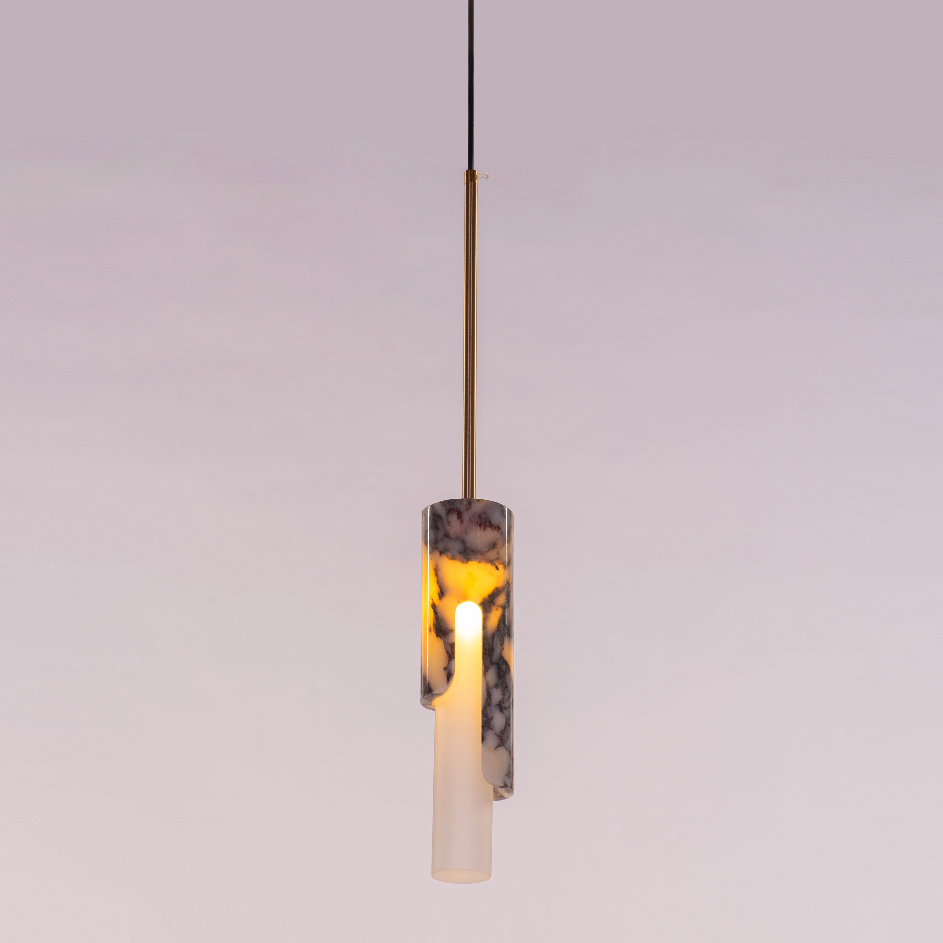 Veil Of Smoke (Gold, Black, White) Marble Pendant Light