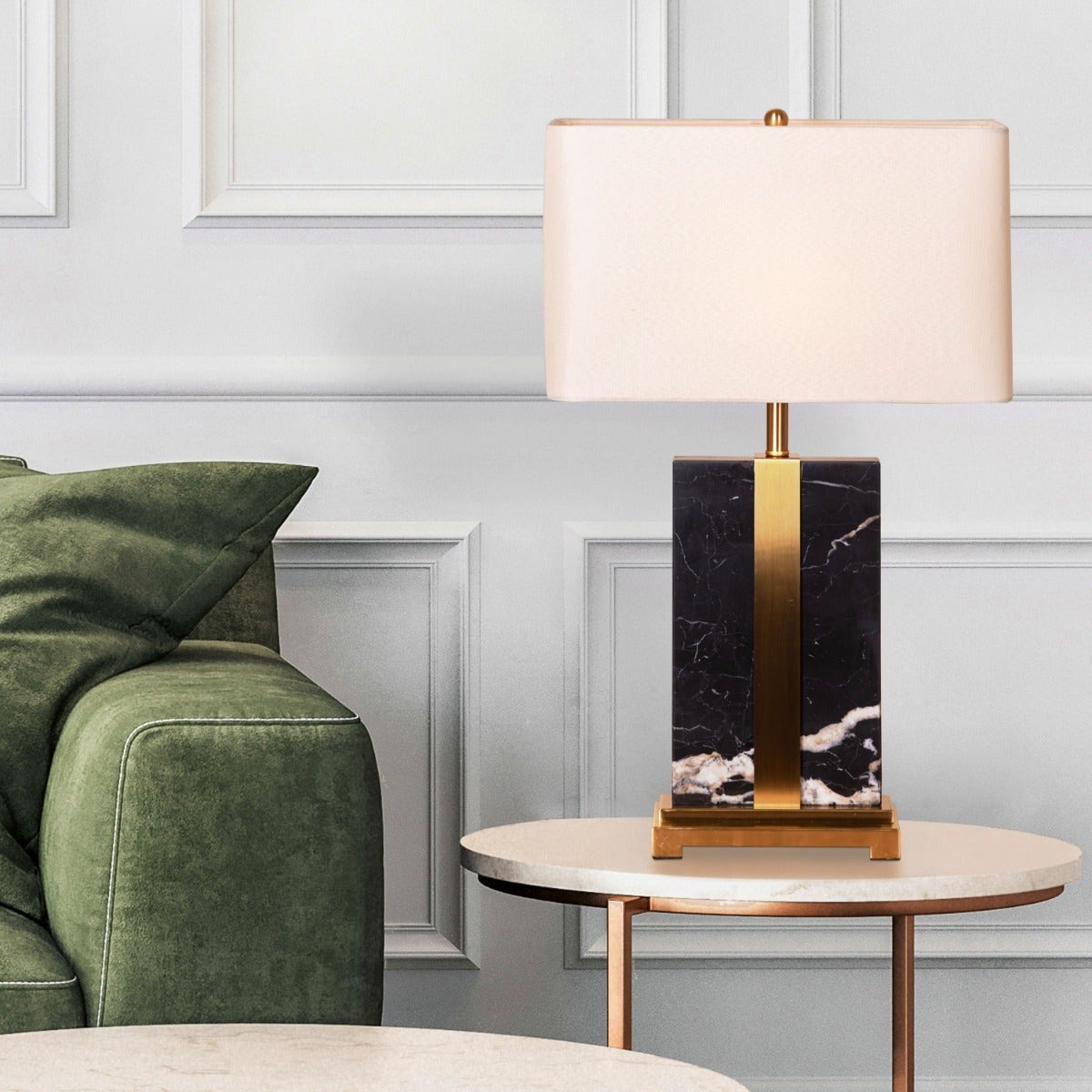 Wings Break Free (Black, Gold) Marble Table Lamp