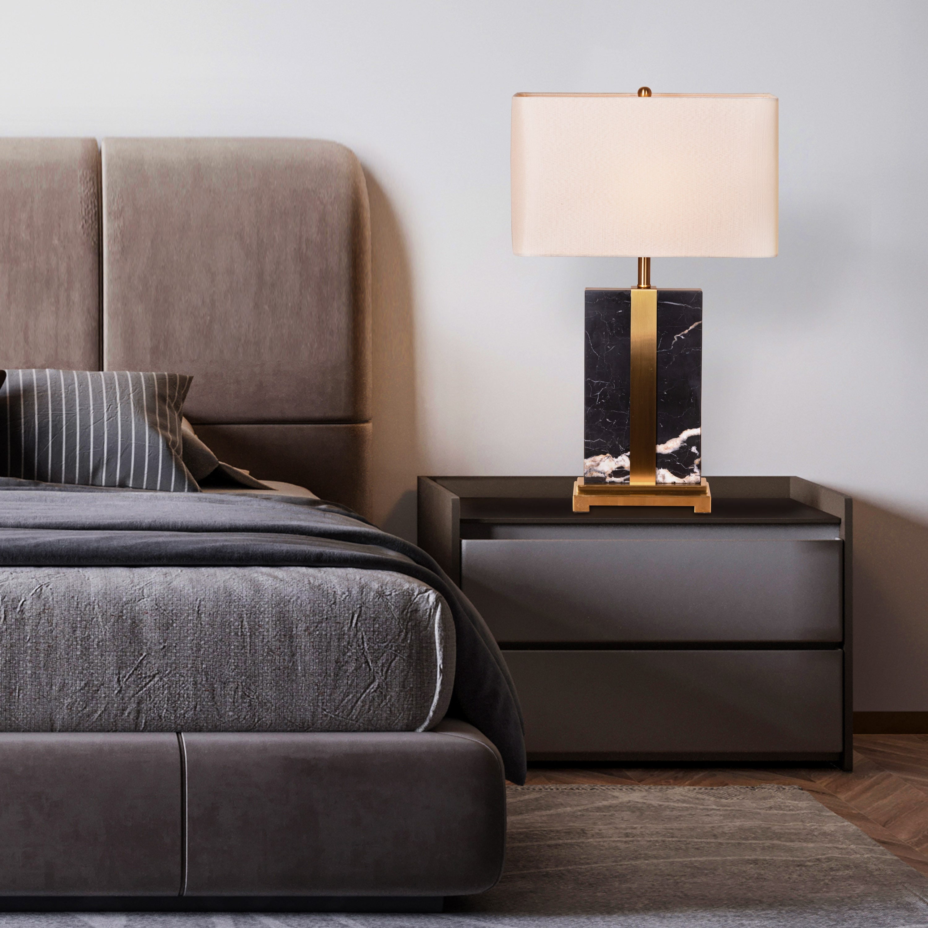 Wings Break Free (Black, Gold) Marble Table Lamp