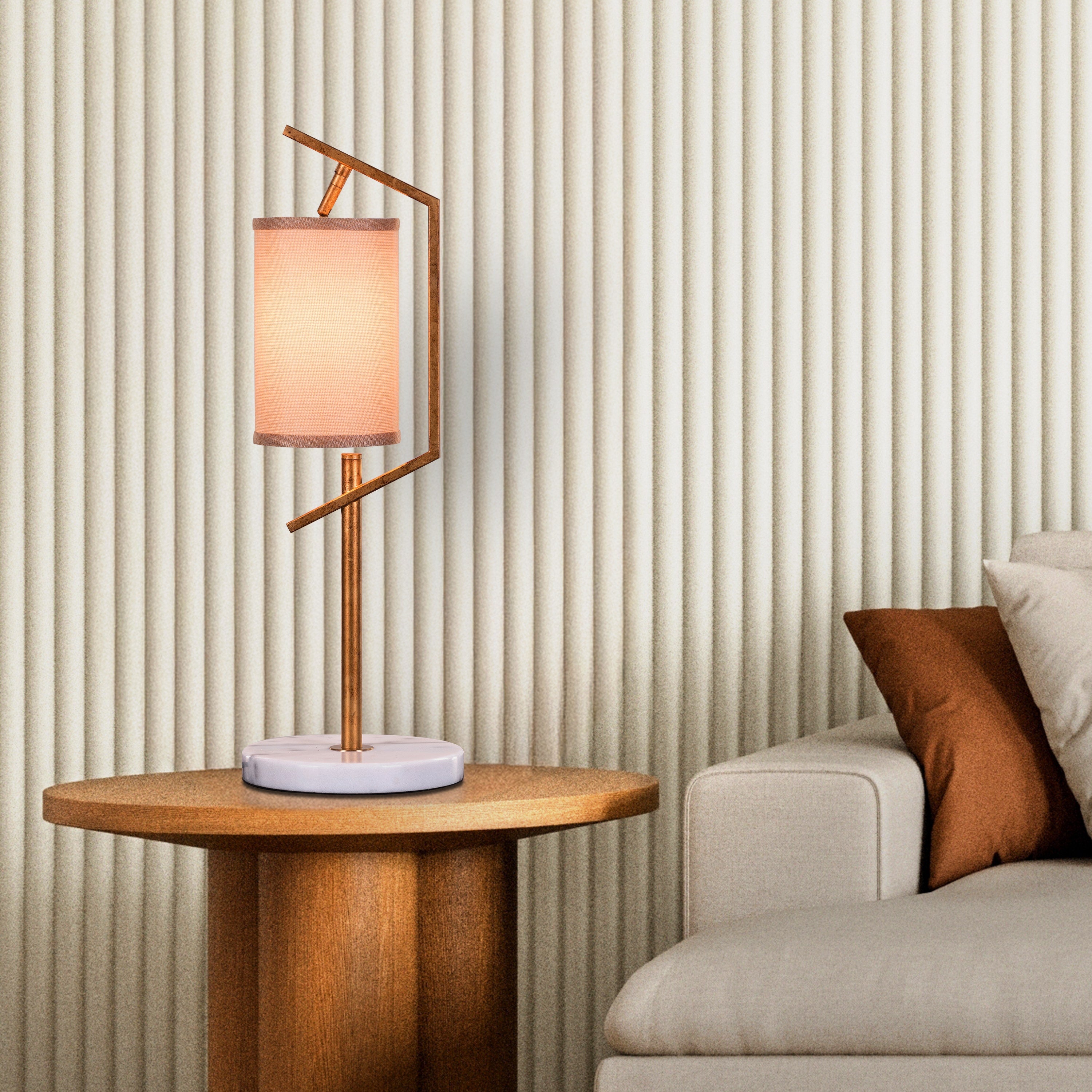 Effortless (Antique Gold, White) Marble Table Lamp