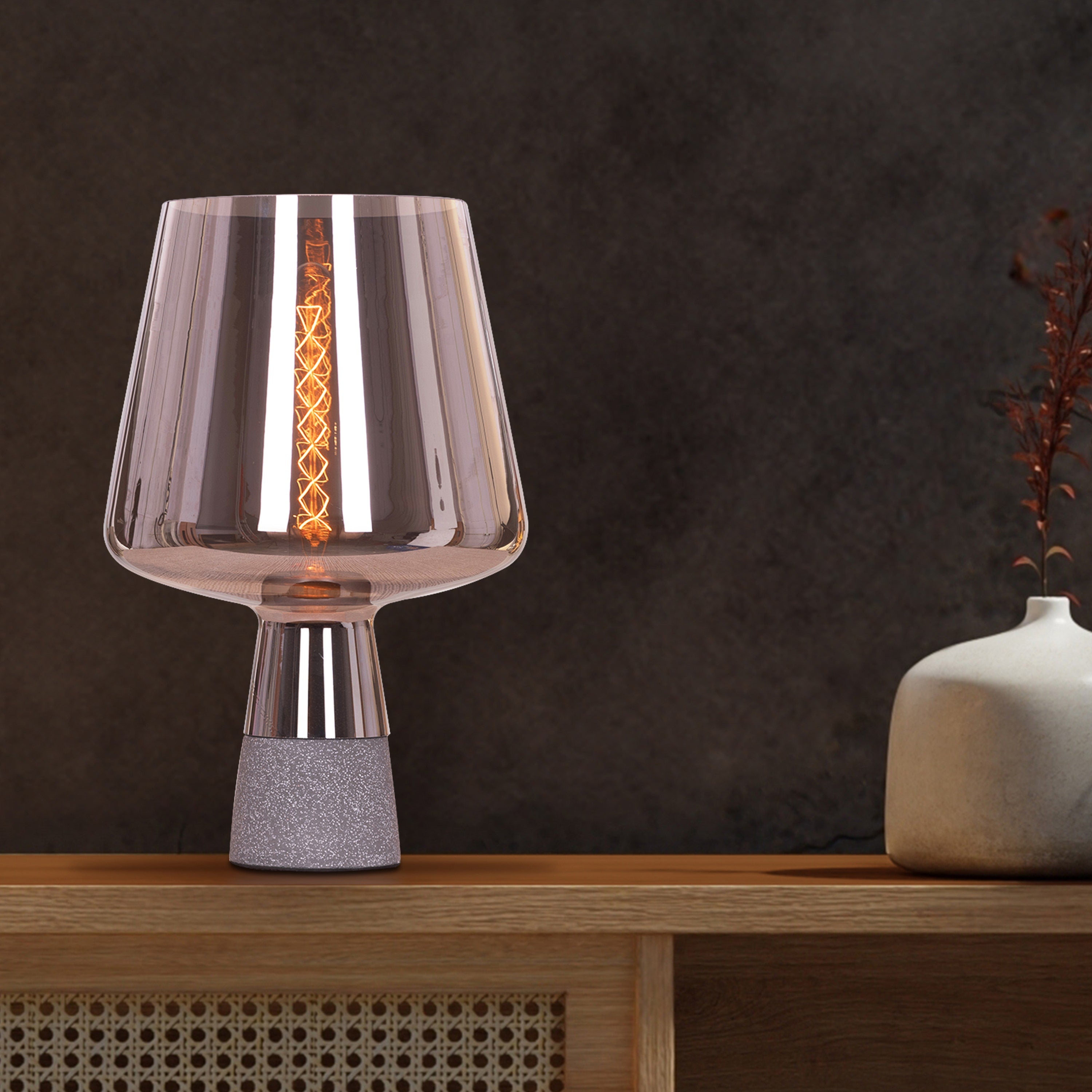Tea For Two (Smokey Grey) Stone Table Lamp