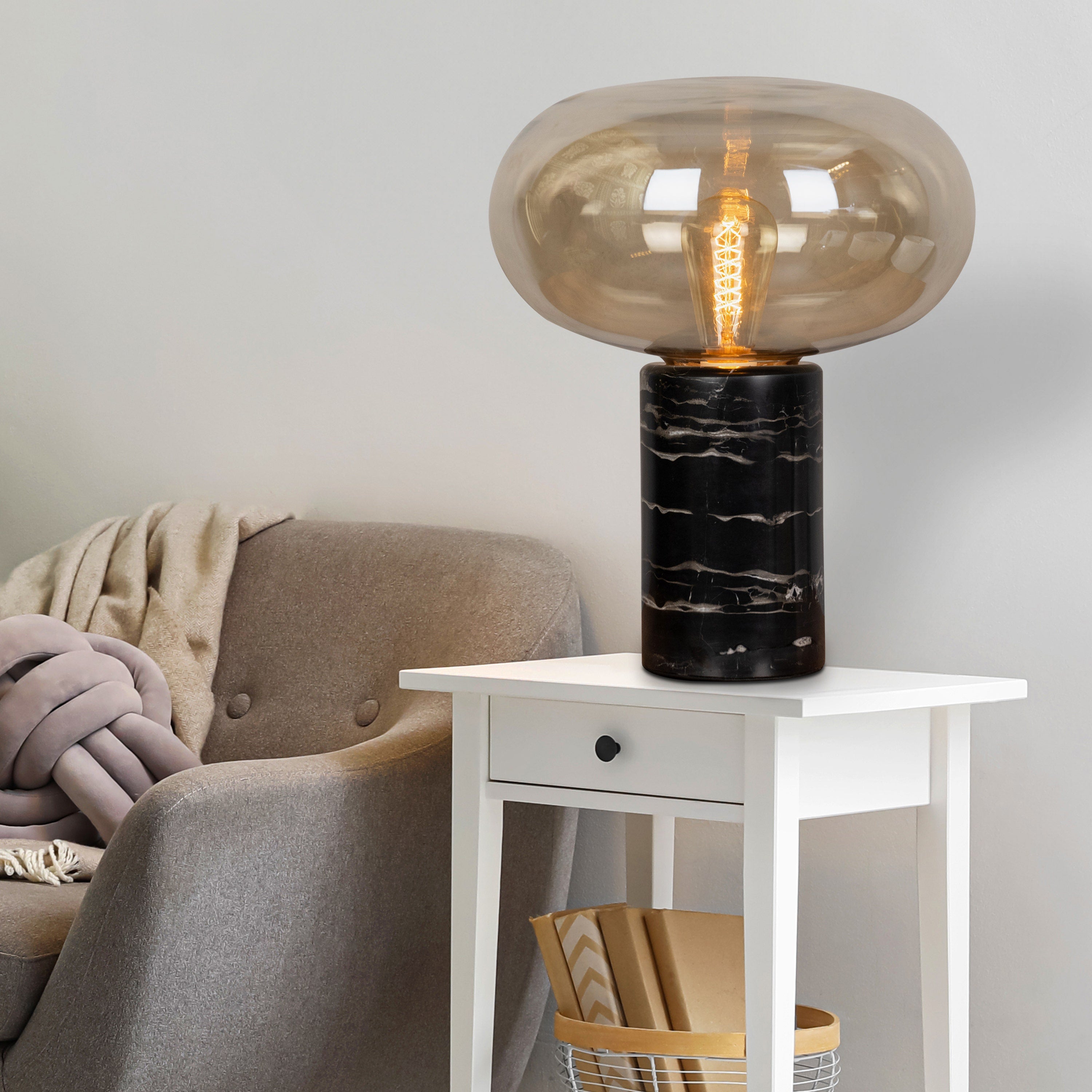 Gold Dust (Amber, Black) Marble Table Lamp