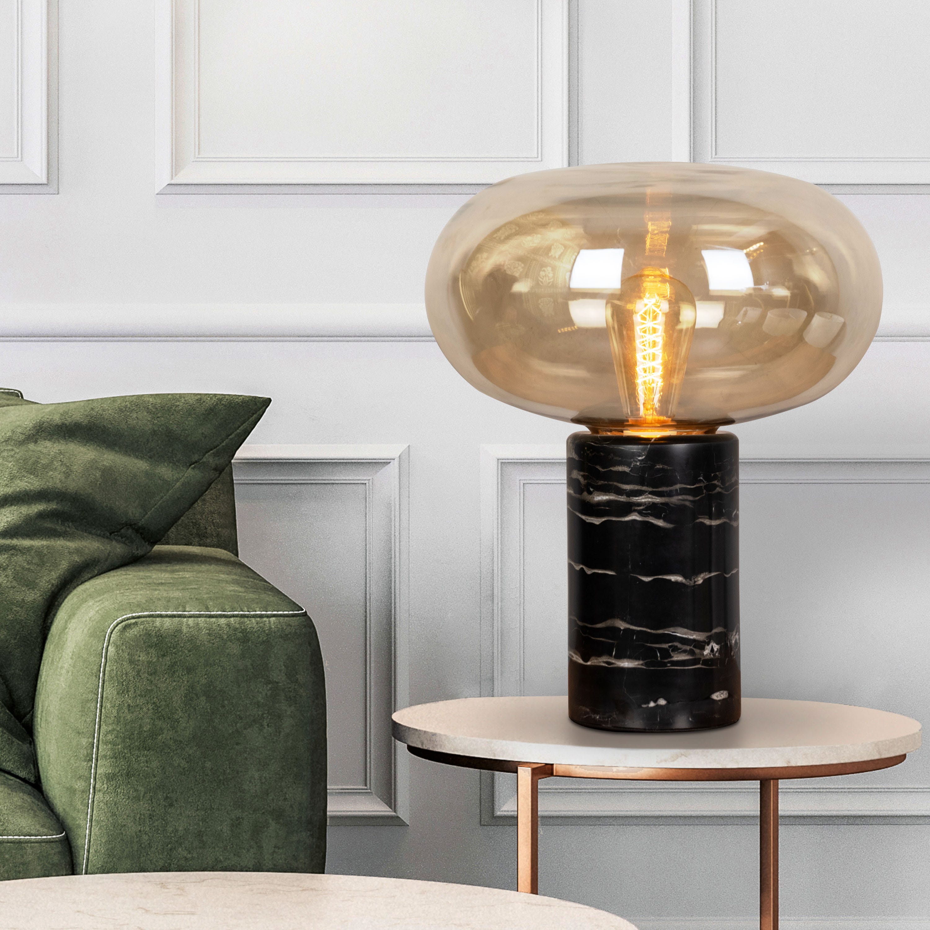 Gold Dust (Amber, Black) Marble Table Lamp