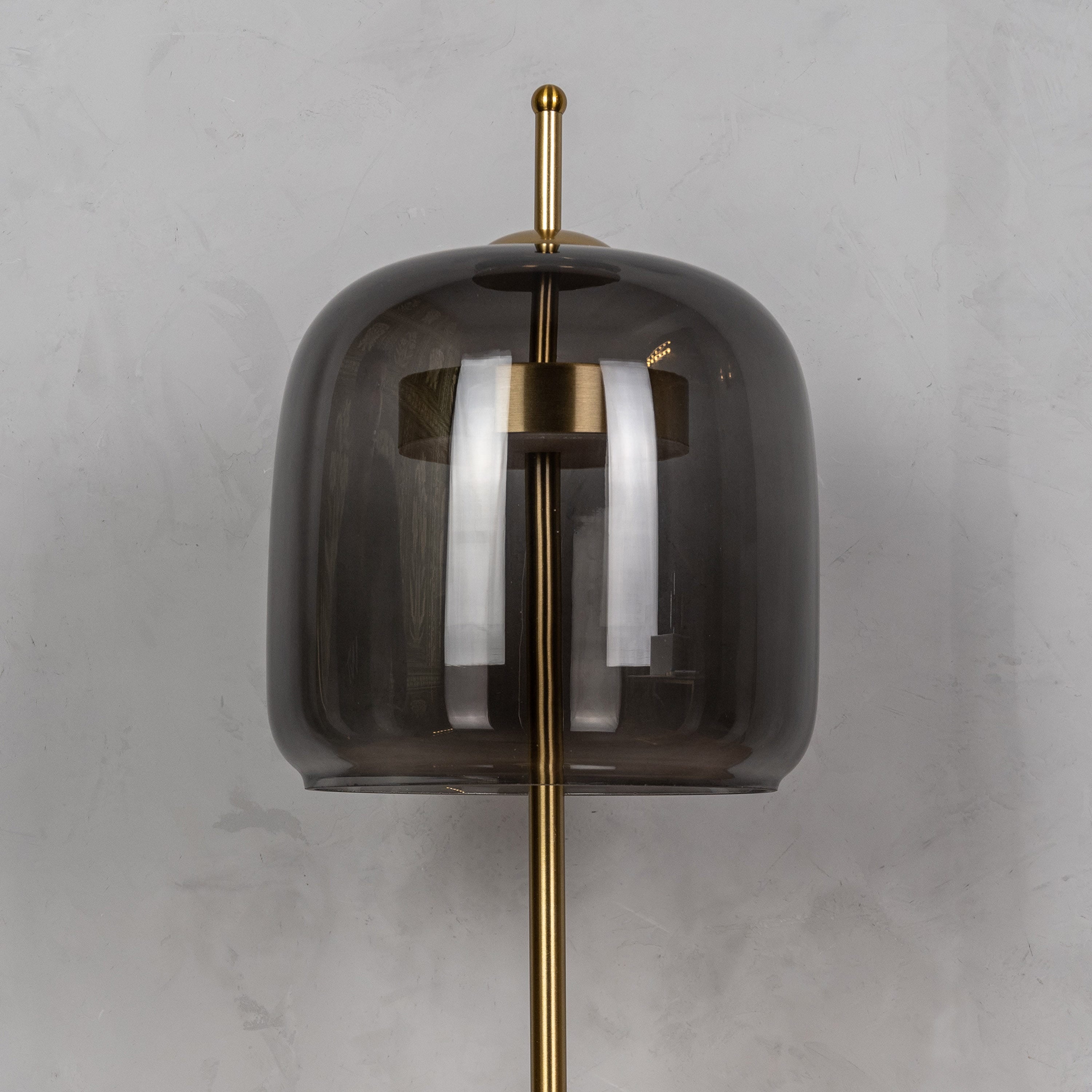Sweet Escape (Smokey Grey, Gold, Built-In LED) Glass Table Lamp