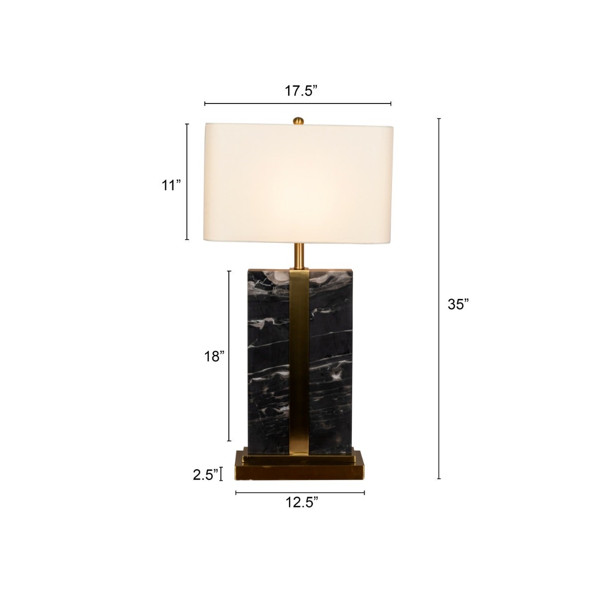 Fall In Love (Extra Large, Gold, Black) Marble Table Lamp