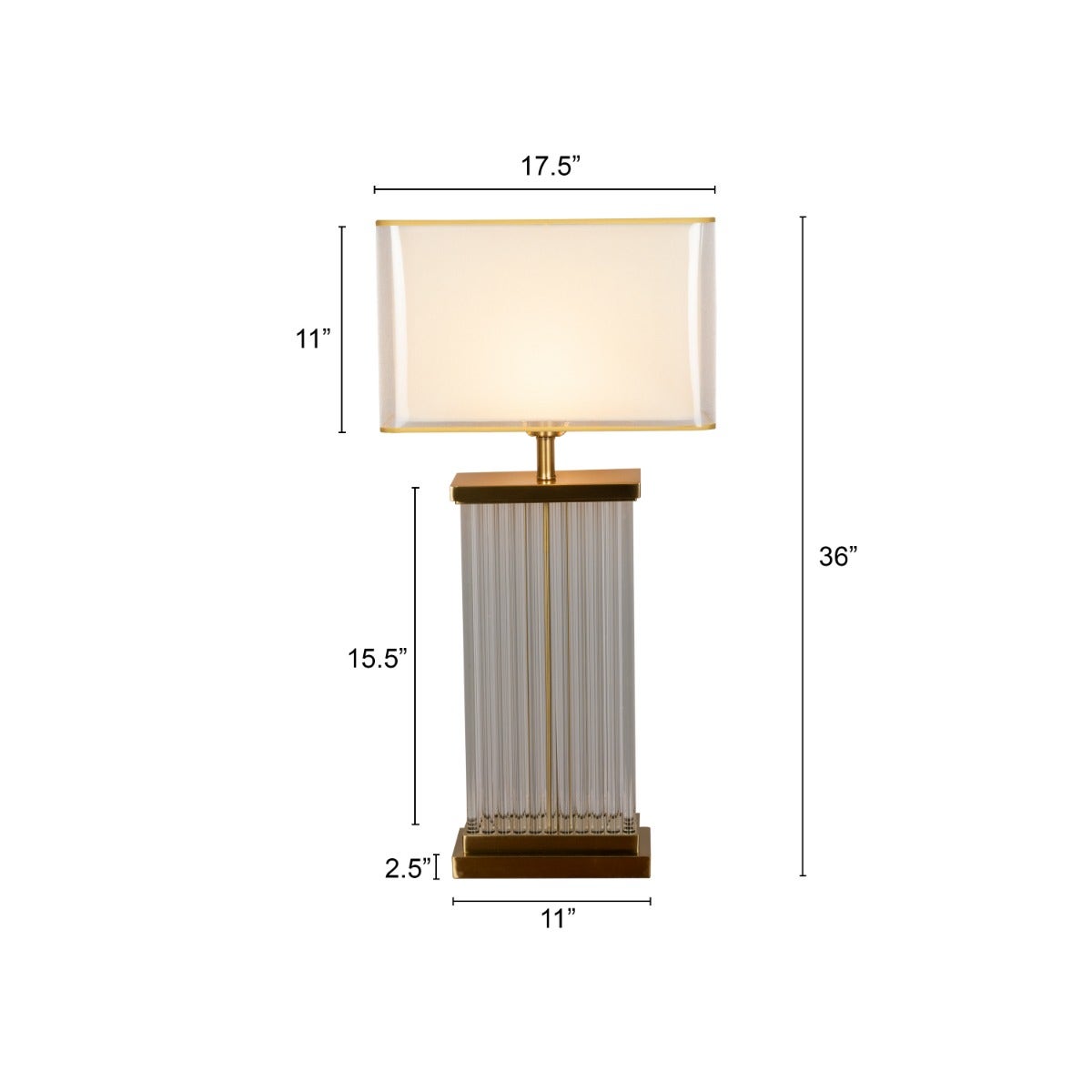 Falling For You Grand (Extra Large, Gold) Glass Tube Table Lamp