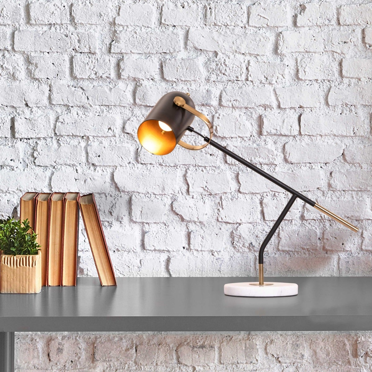 Stay Over (Black, Gold) Marble Study Table Lamp