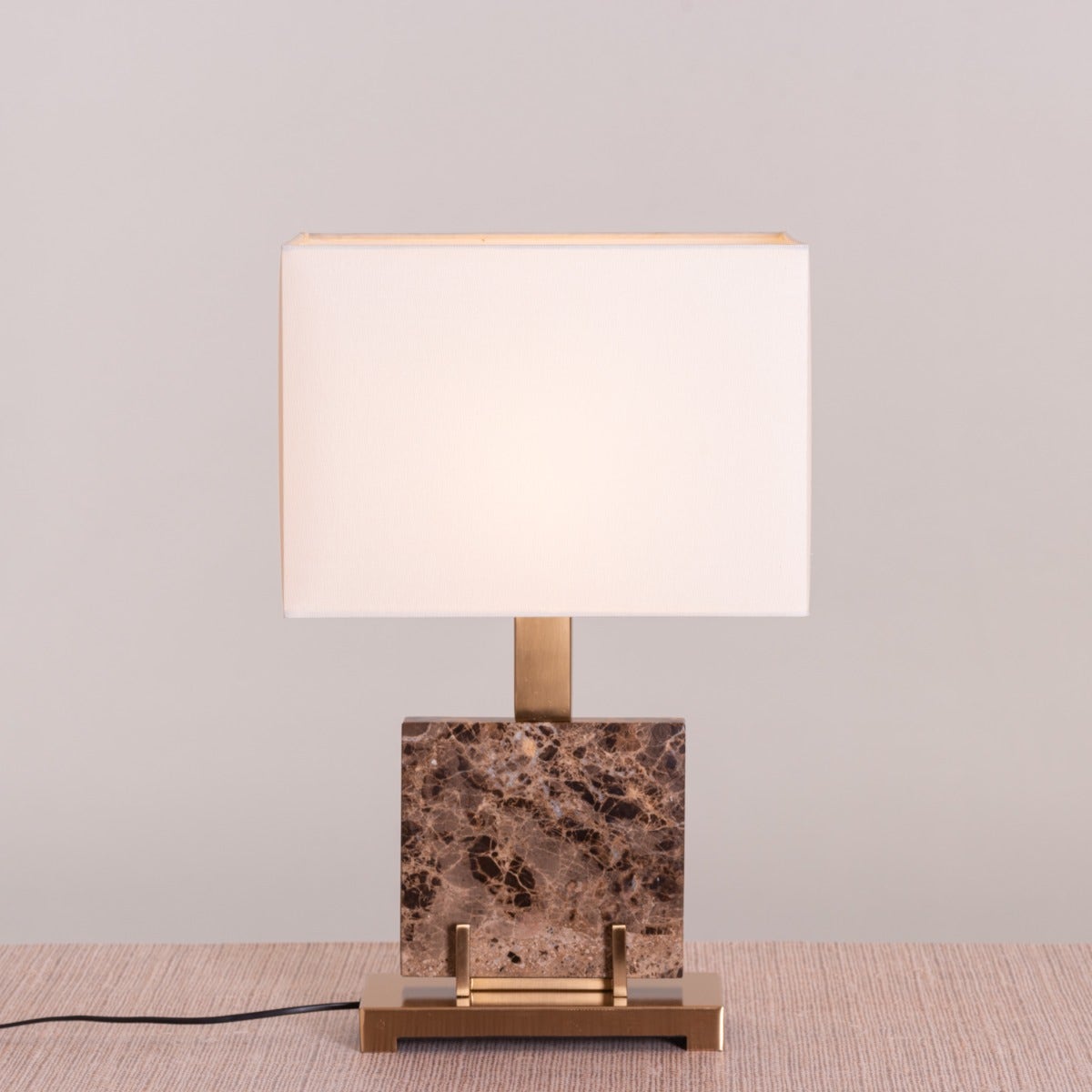 Marbled Travatino (Rectangular, Coffee, White) Marble Table Lamp