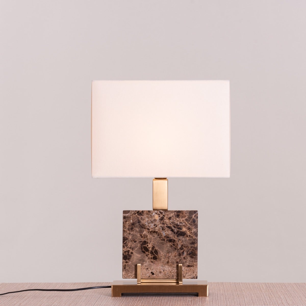 Marbled Travatino (Rectangular, Coffee, White) Marble Table Lamp