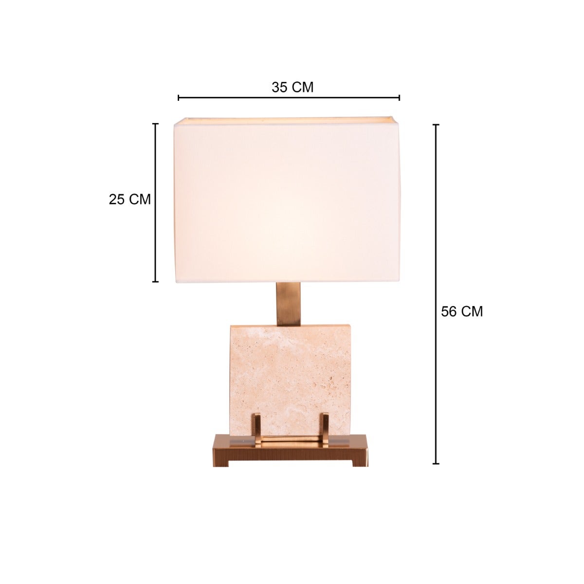 Marbled Travatino (Rectangular, Beige, White) Marble Table Lamp