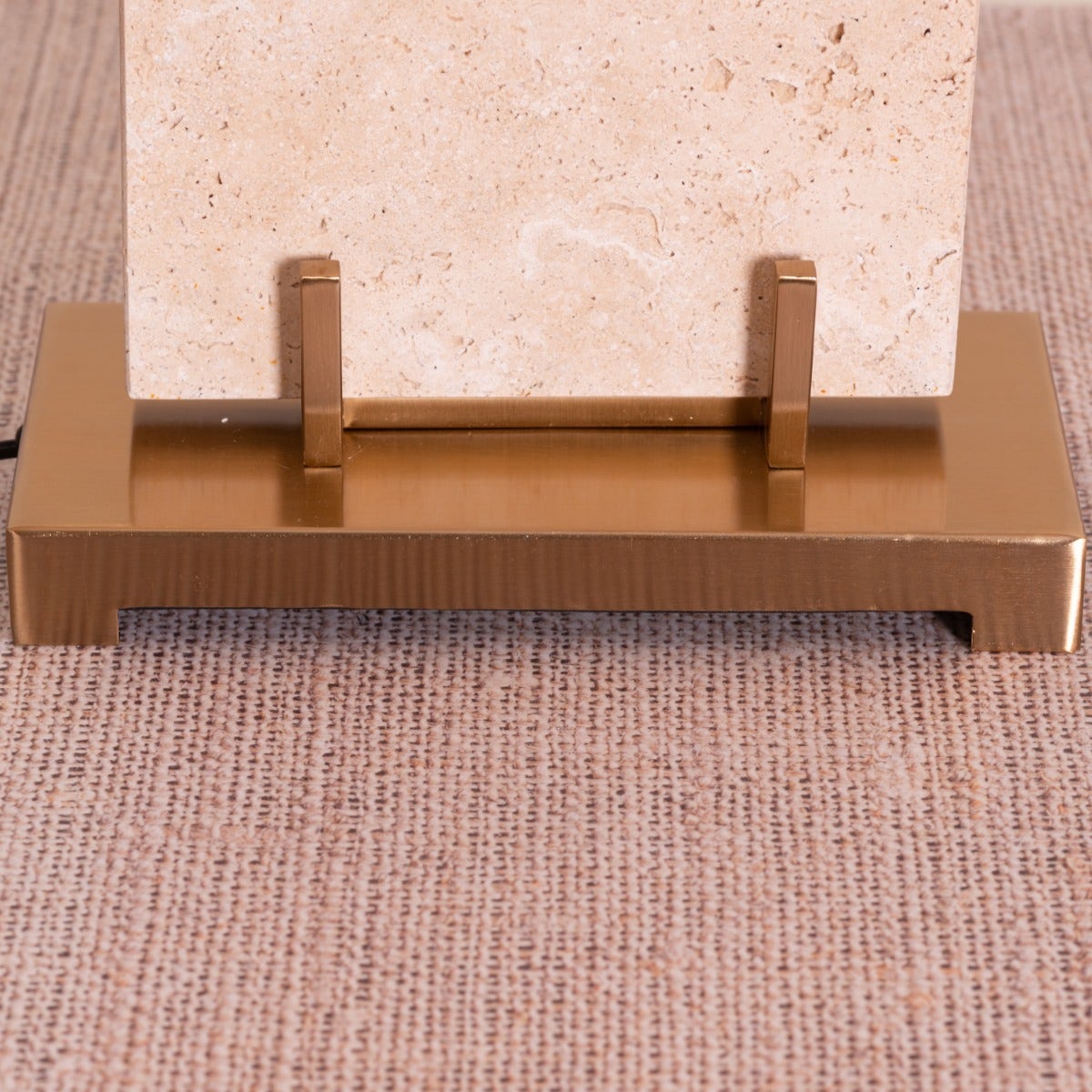 Marbled Travatino (Rectangular, Beige, White) Marble Table Lamp