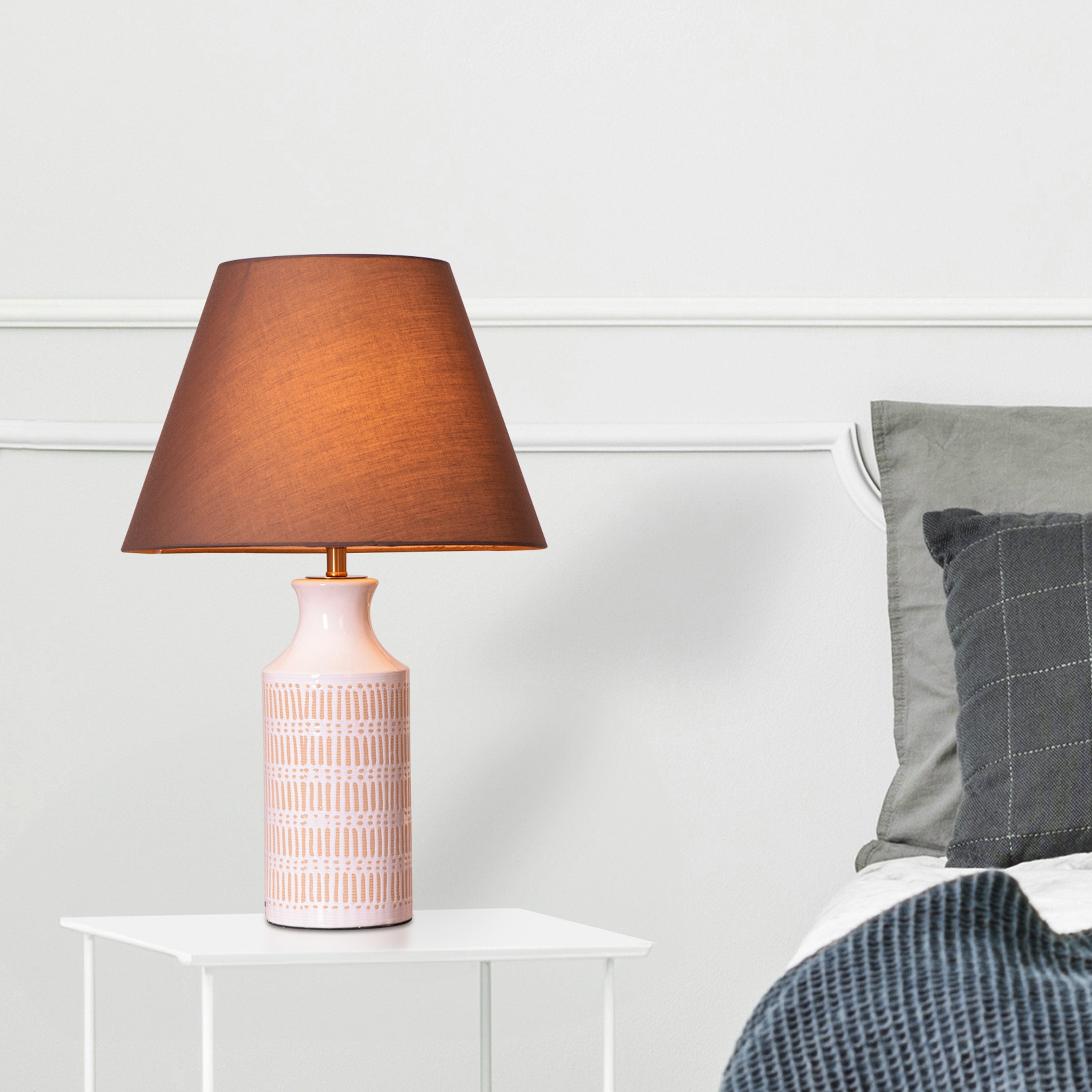 Tan Bran (Brown, Beige) Ceramic Table Lamp