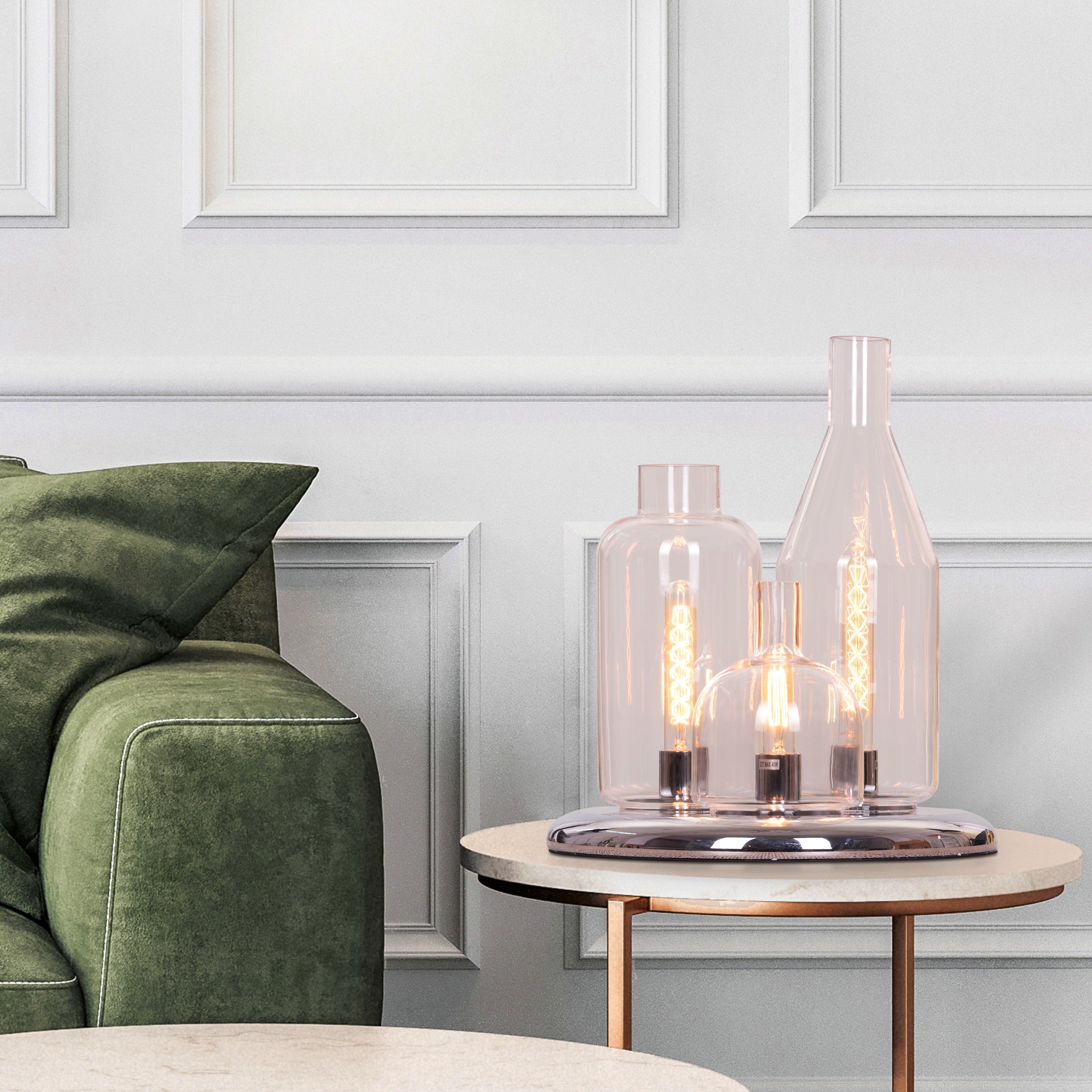 Glow Is Glowing (Chrome) Clear Glass Table Lamp