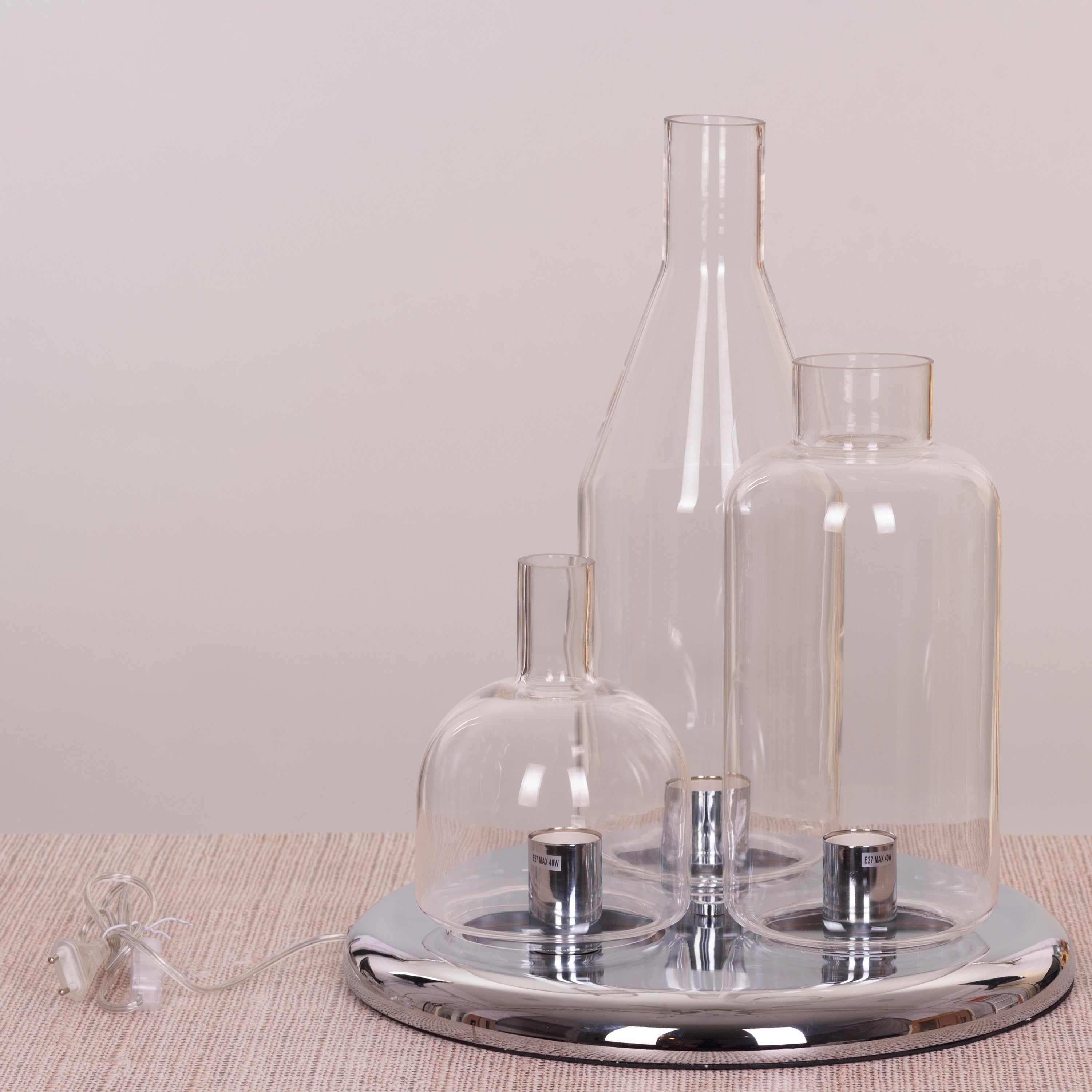 Glow Is Glowing (Chrome) Clear Glass Table Lamp