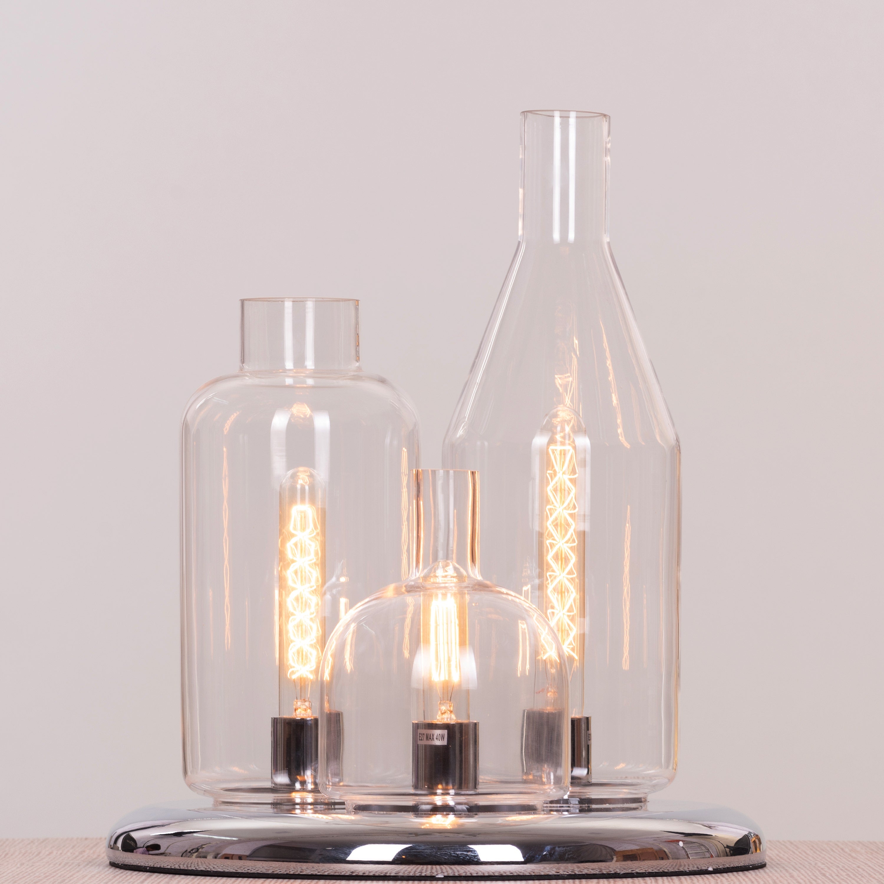 Glow Is Glowing (Chrome) Clear Glass Table Lamp