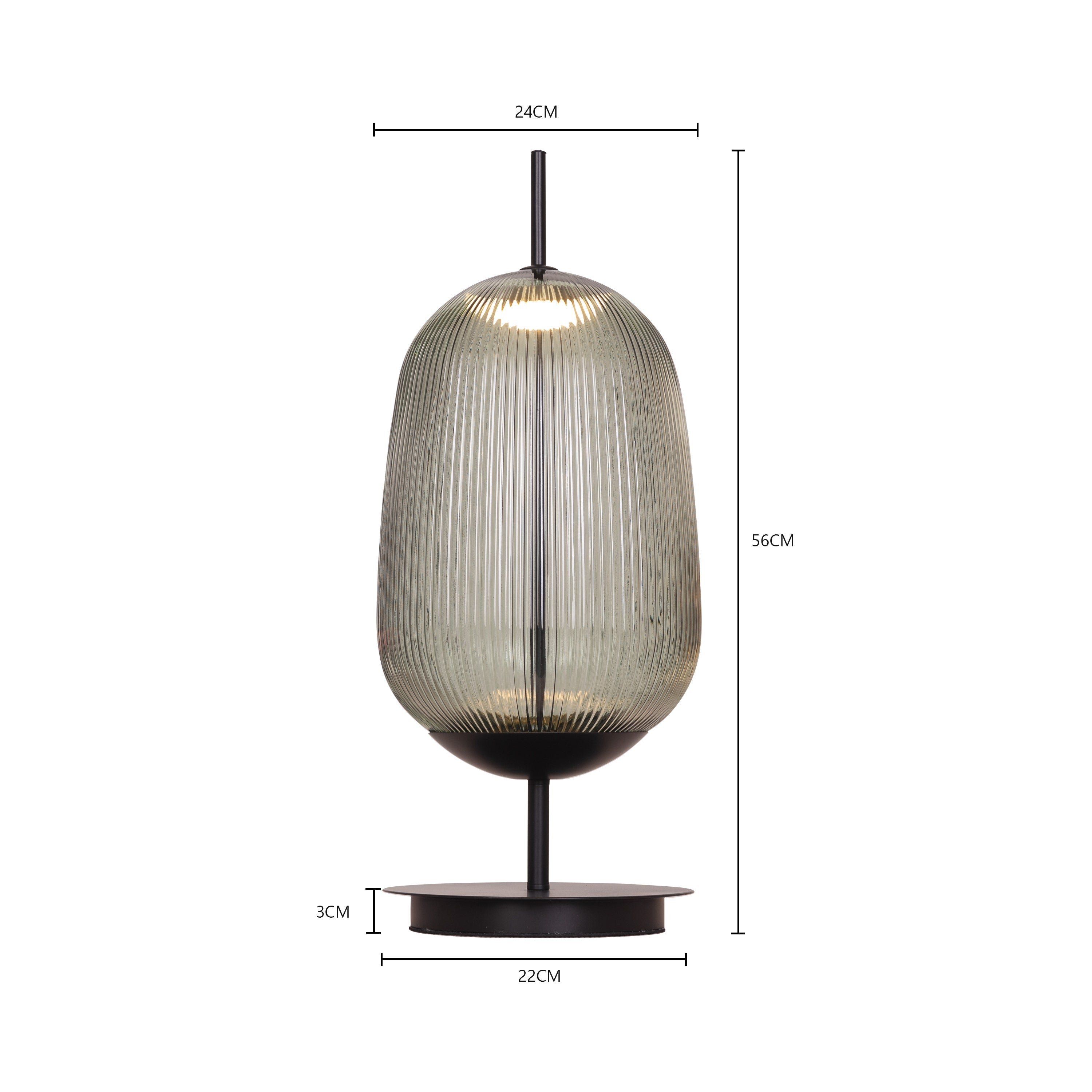 Juliet In Japan (Black, Green) Built-In LED Textured Glass Table Lamp