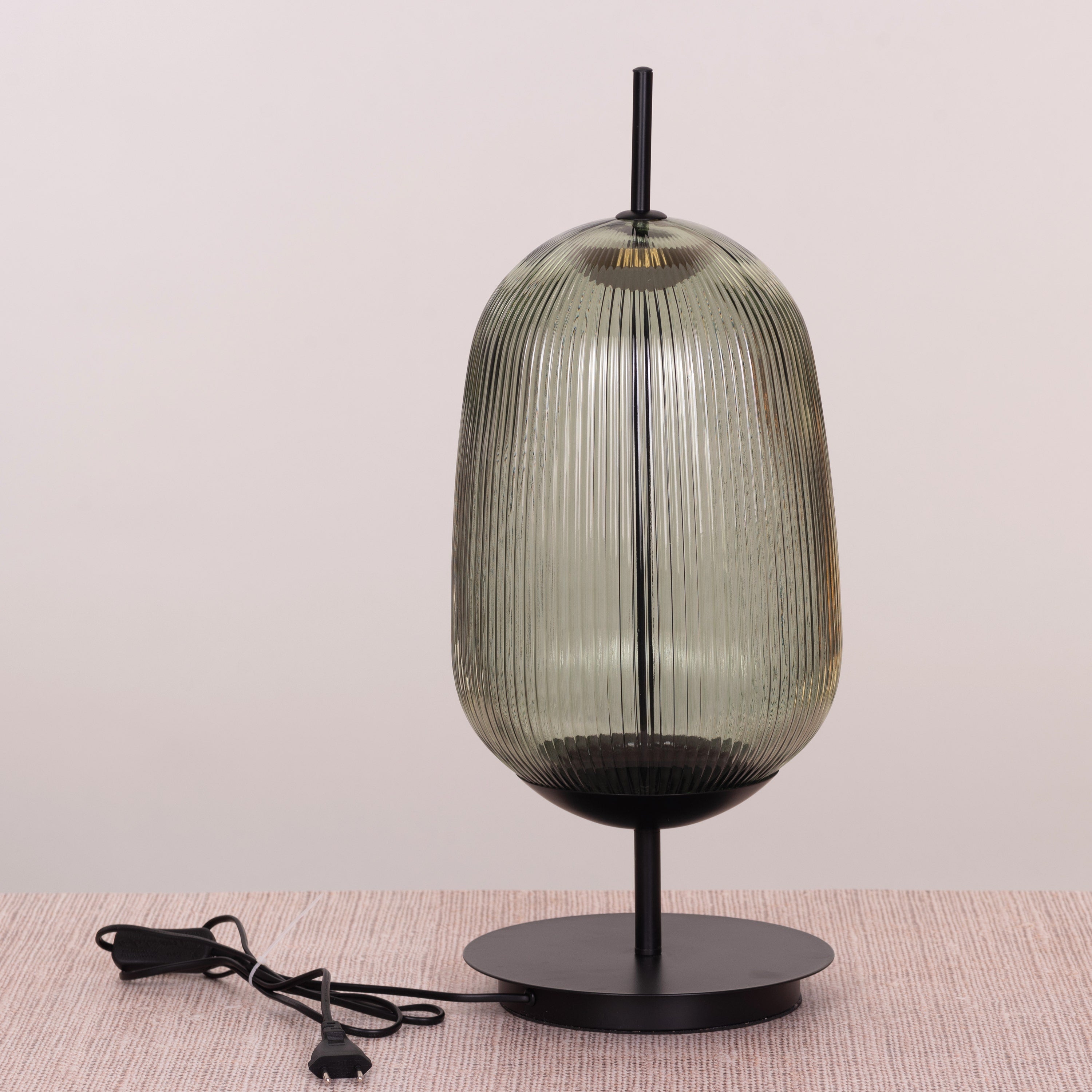 Juliet In Japan (Black, Green) Built-In LED Textured Glass Table Lamp