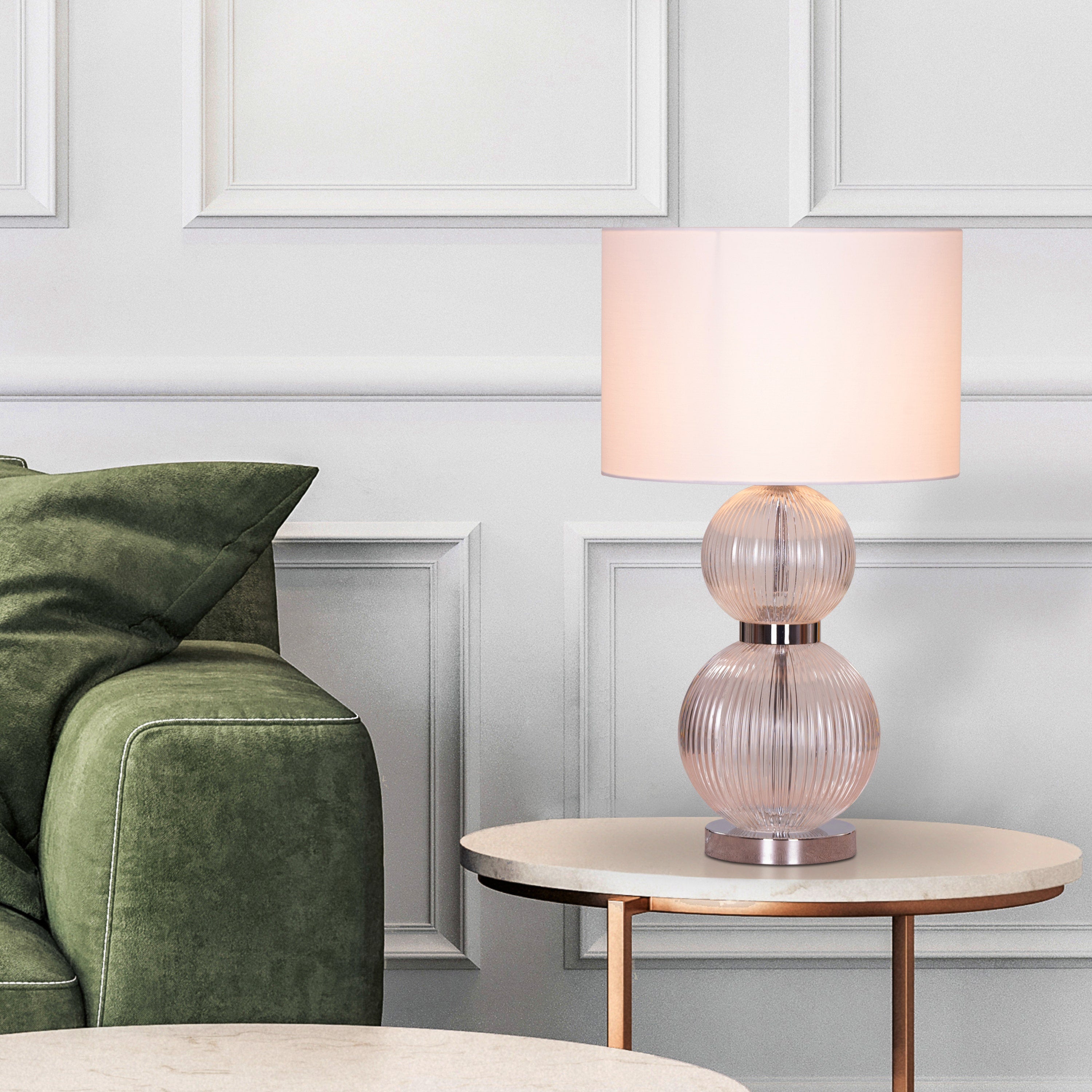 Lucky In Love (Chrome) Textured Glass Table Lamp