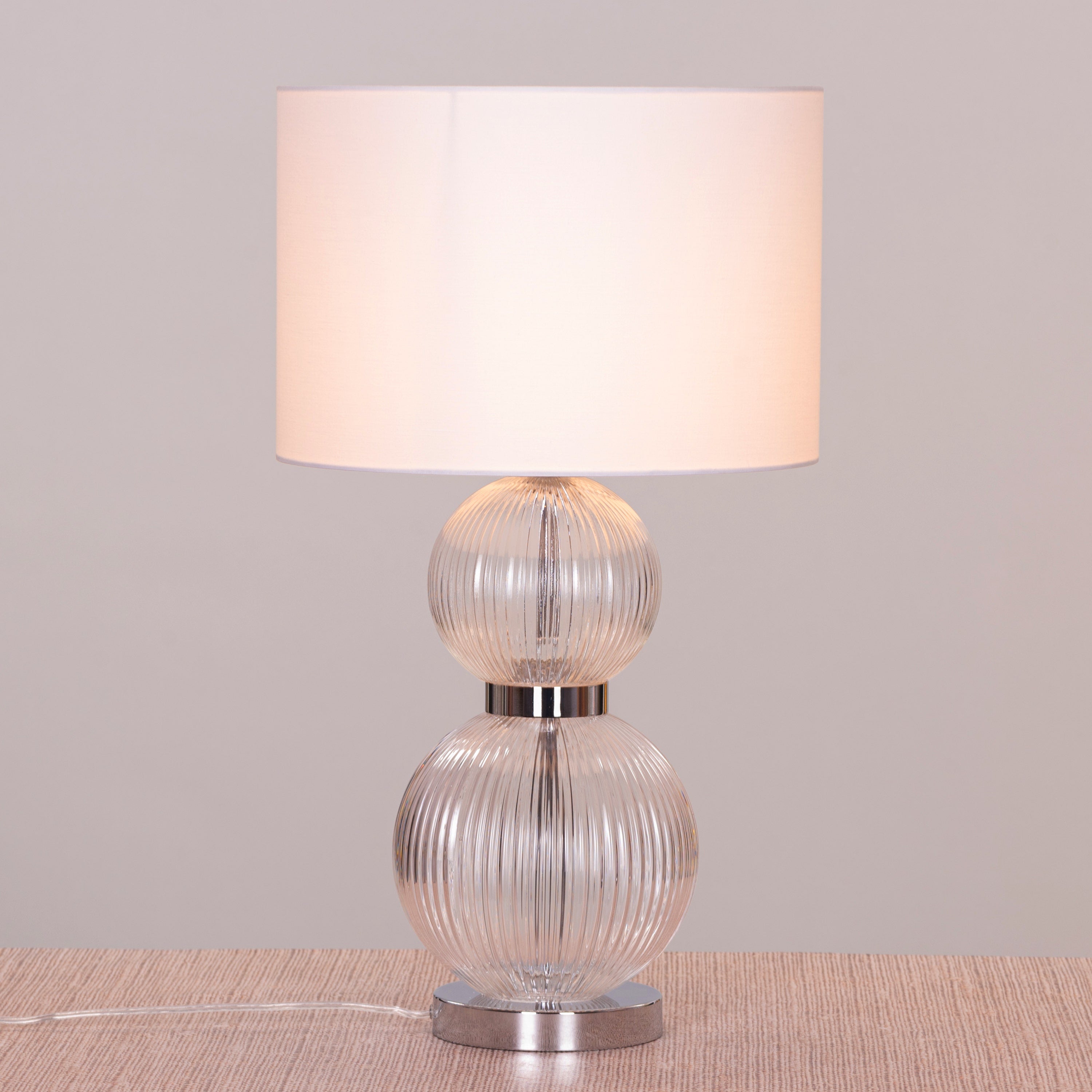Lucky In Love (Chrome) Textured Glass Table Lamp
