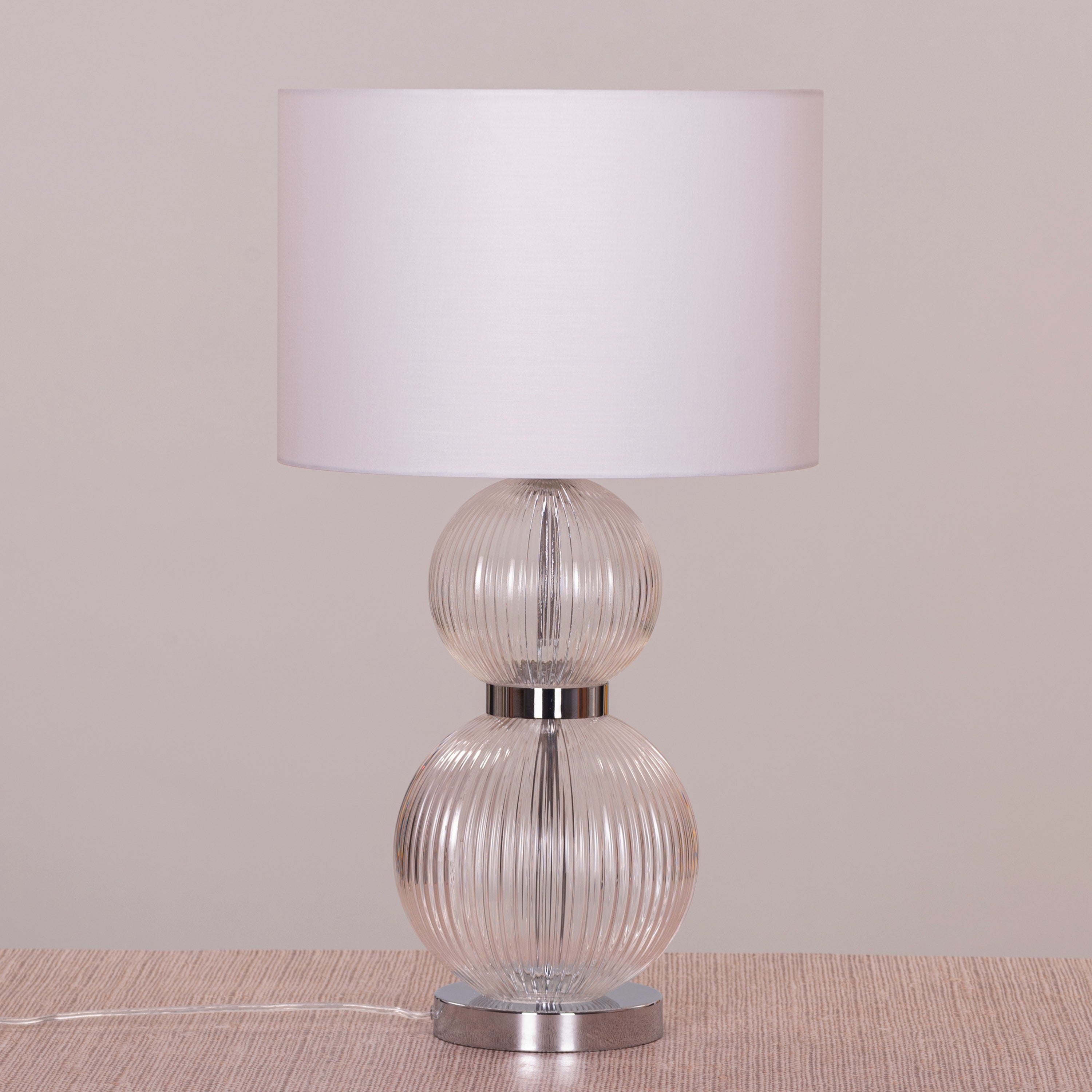 Lucky In Love (Chrome) Textured Glass Table Lamp