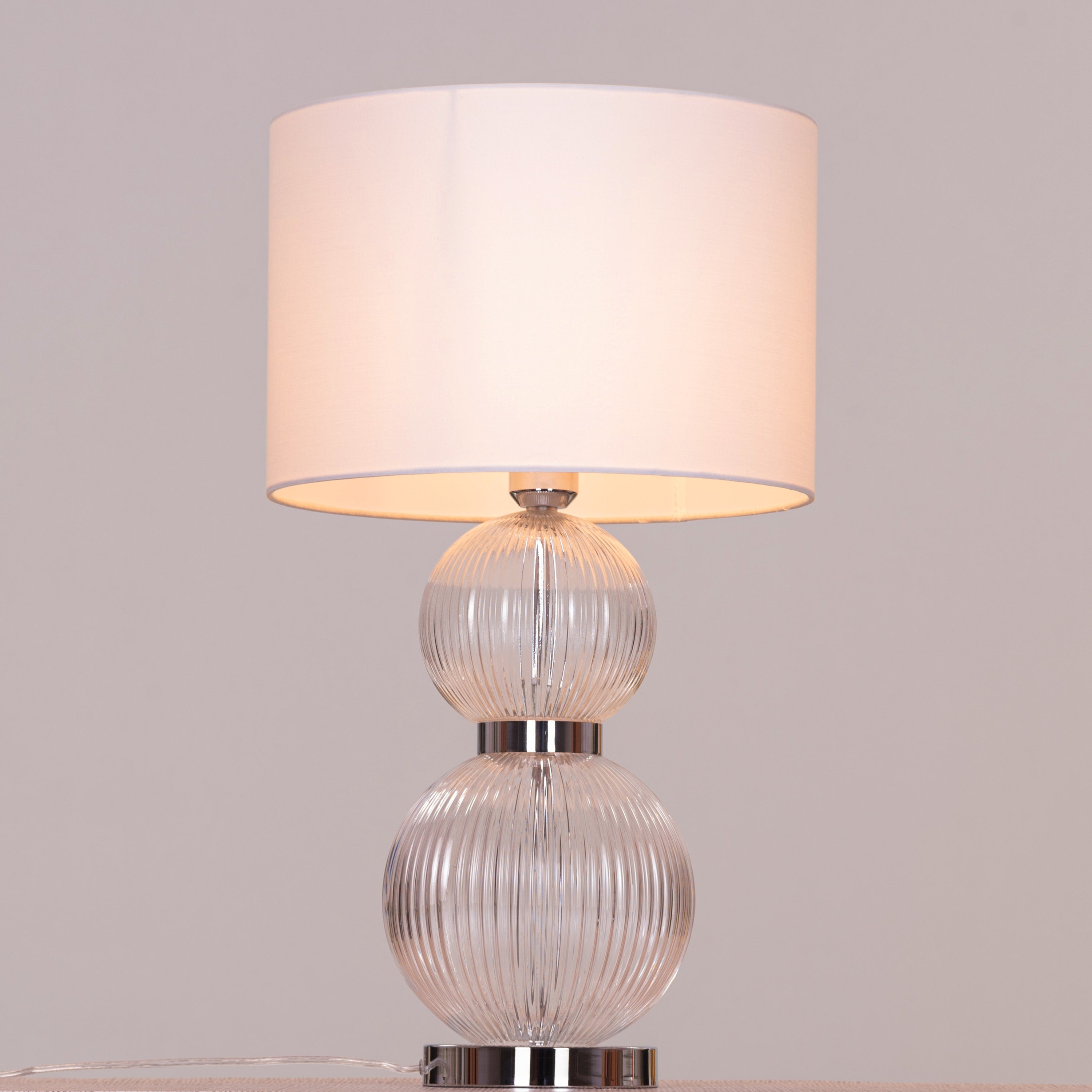 Lucky In Love (Chrome) Textured Glass Table Lamp